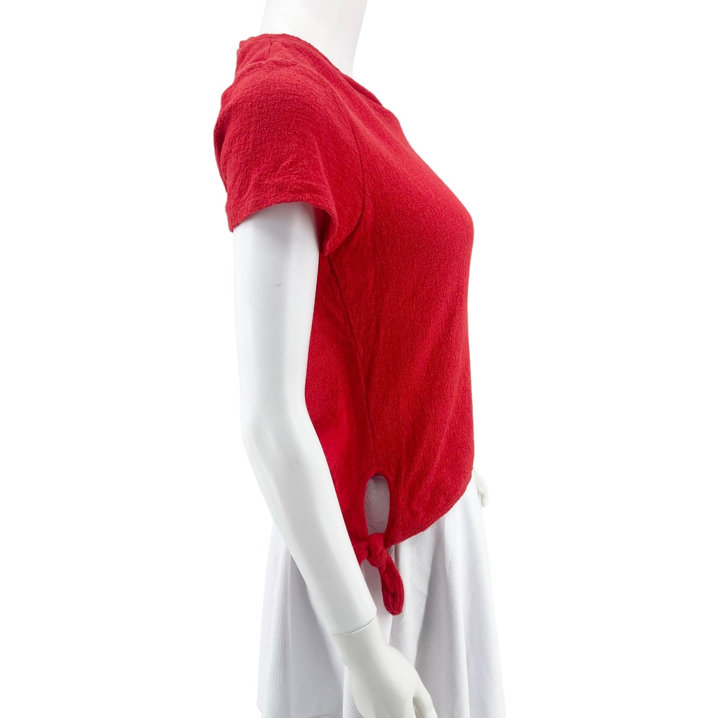 Madewell Womens Small Texture & Thread Modern Side-Tie Top Red