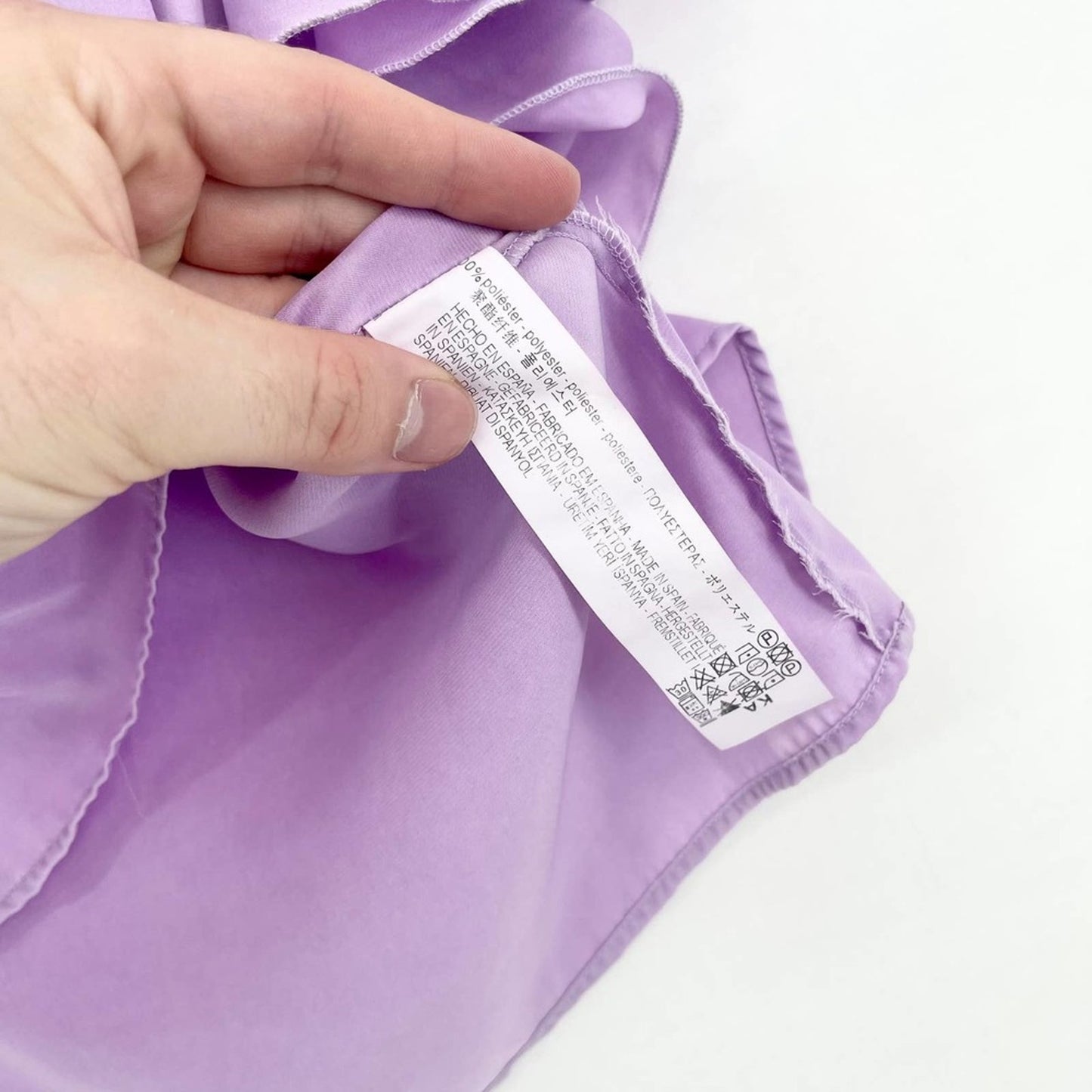 Zara Women Purple Ruffle Sleeve Cropped Summer Polyester Blouse Size Small