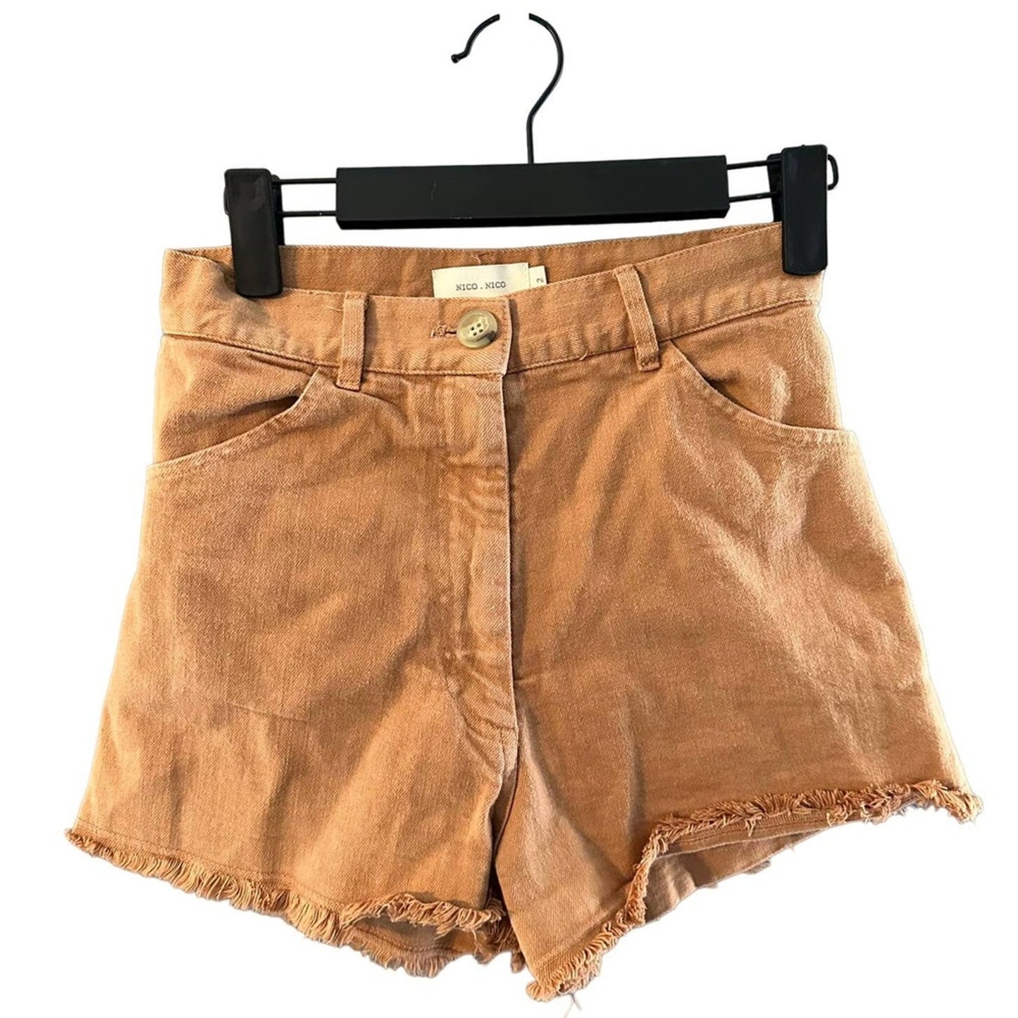 Nico Nico Women's Brown High Waisted Raw Hem Corduroy Shorts Size 2