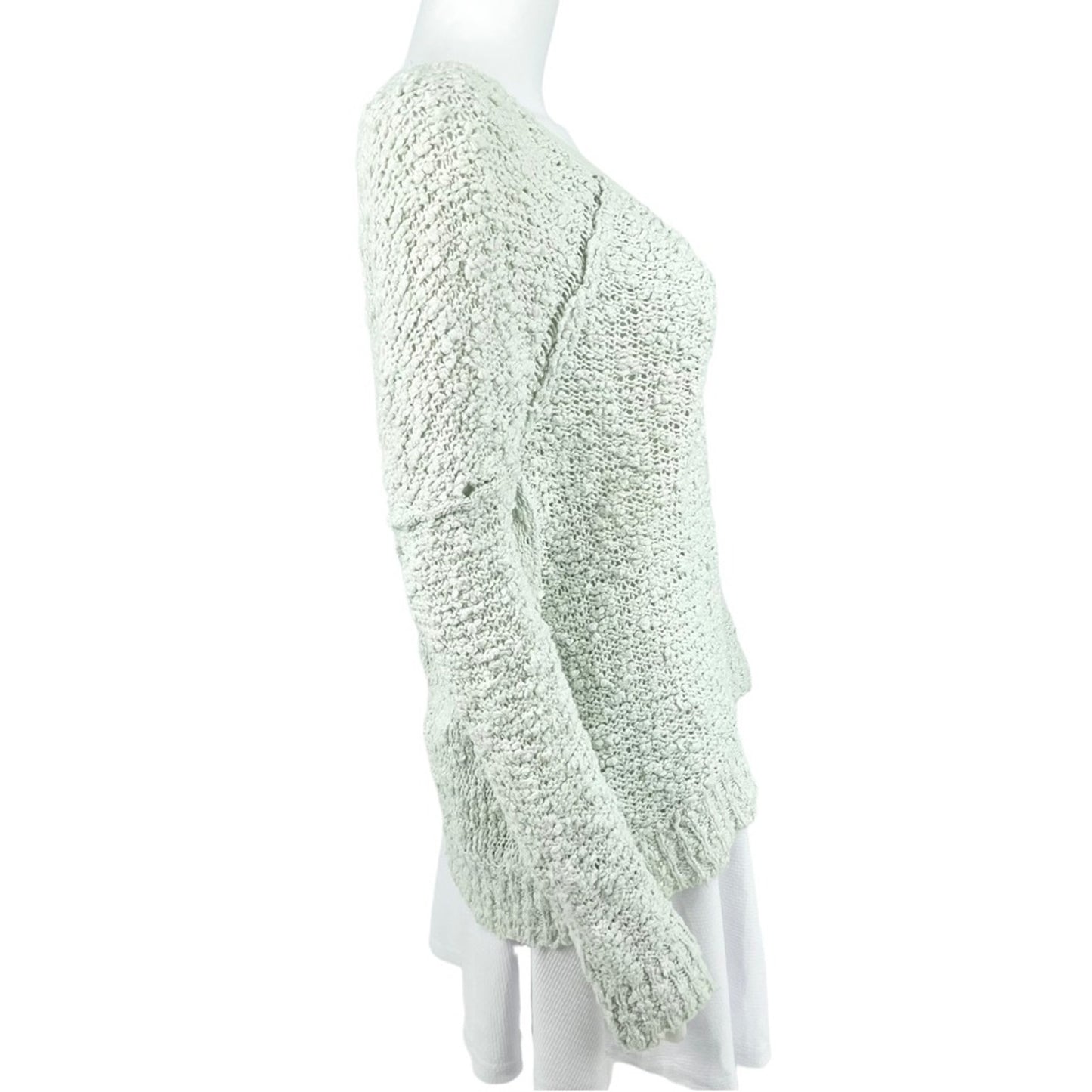Free People Women Songbird Boucle Knit V-Neck Sweater Mint Green Size XS