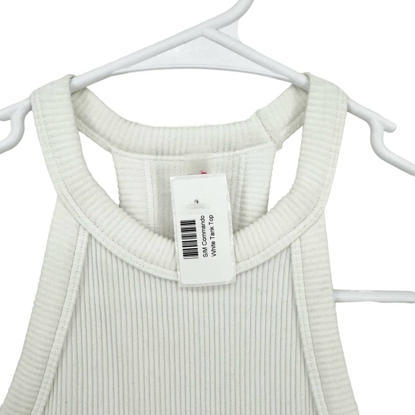COMMANDO Women Studio Ribbed Haltered Neck Tank Top White Size Small/Medium