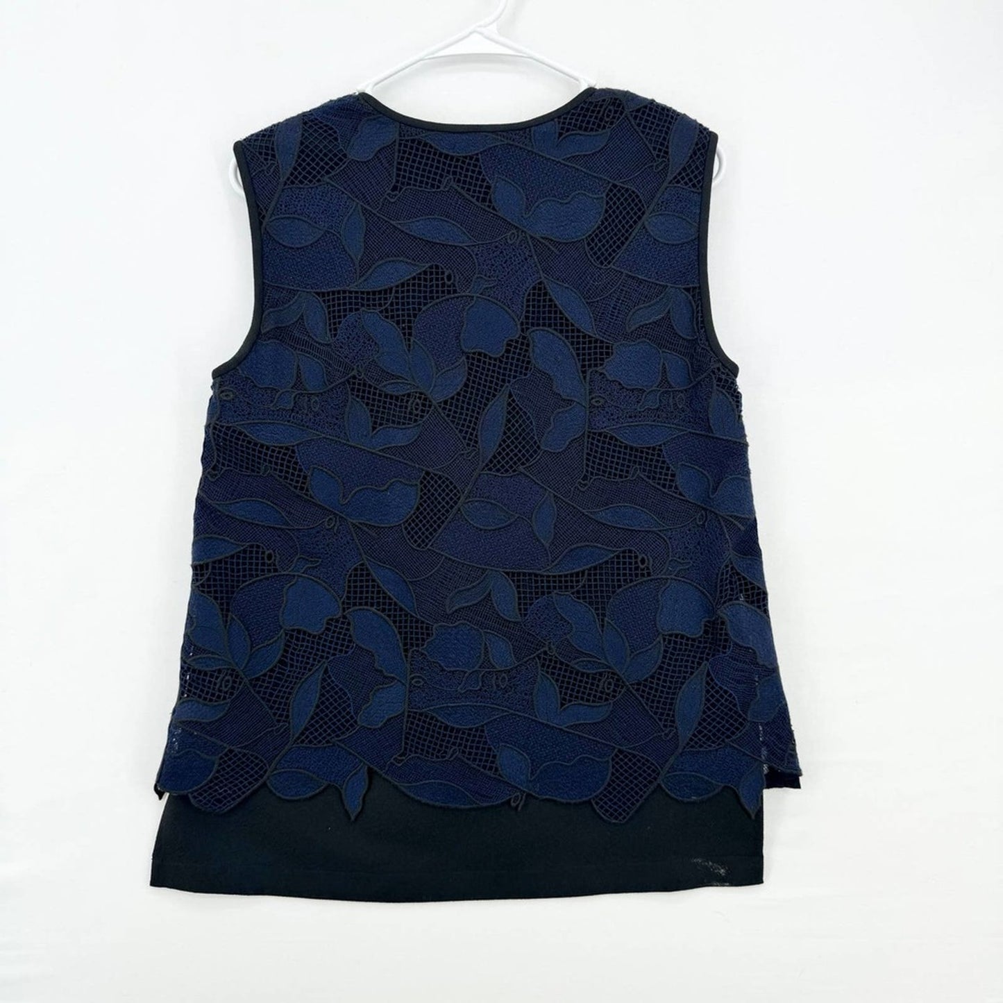 Jason Wu GREY Women Sleeveless Layered Floral Lace Top, Blue Size 4