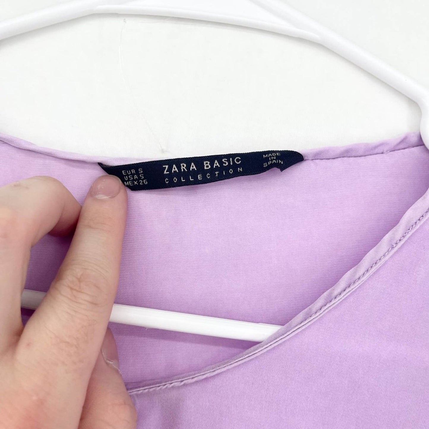 Zara Women Purple Ruffle Sleeve Cropped Summer Polyester Blouse Size Small