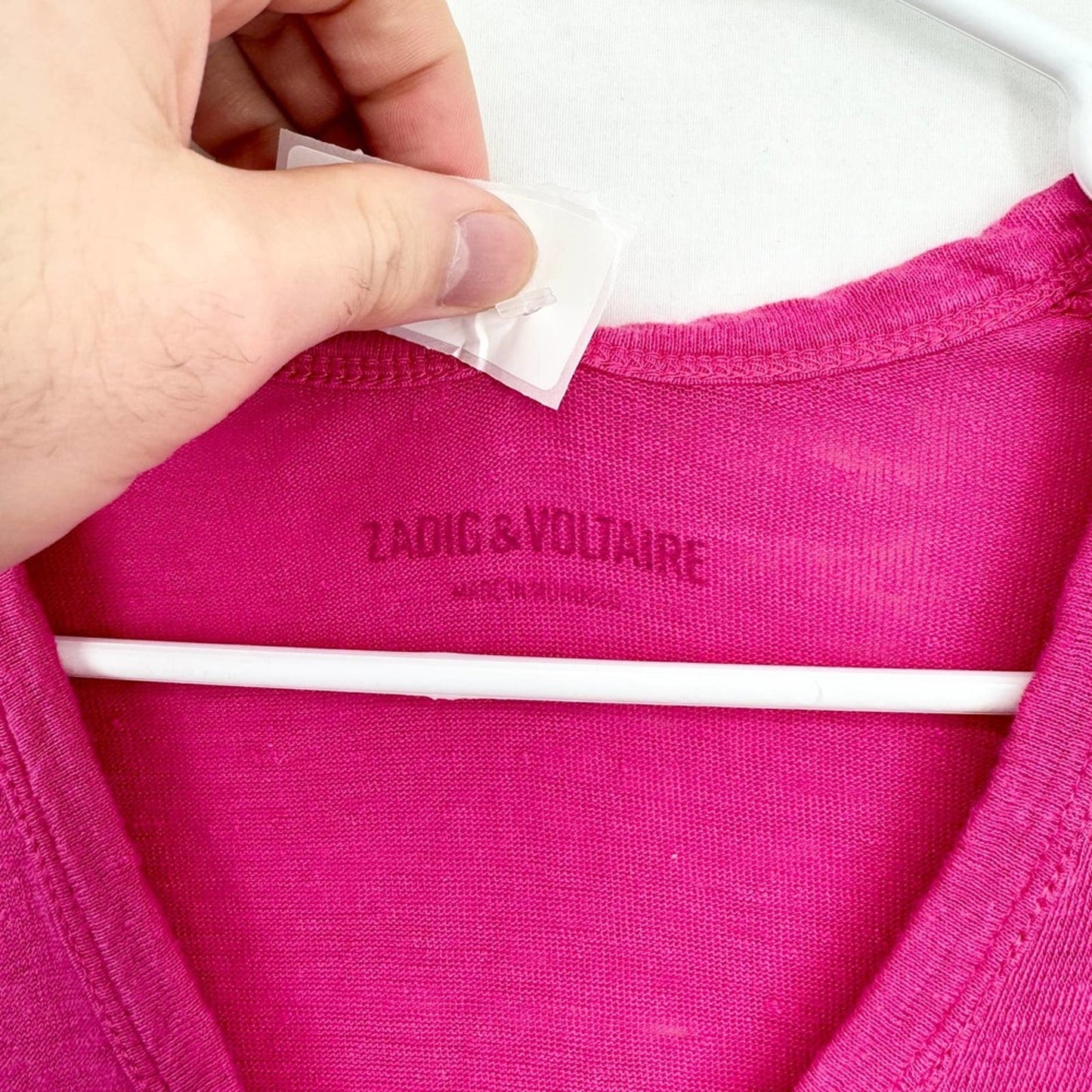 Zadig & Voltaire Women's Hot Pink V-Neck Short Sleeve Linen T-shirt Size M