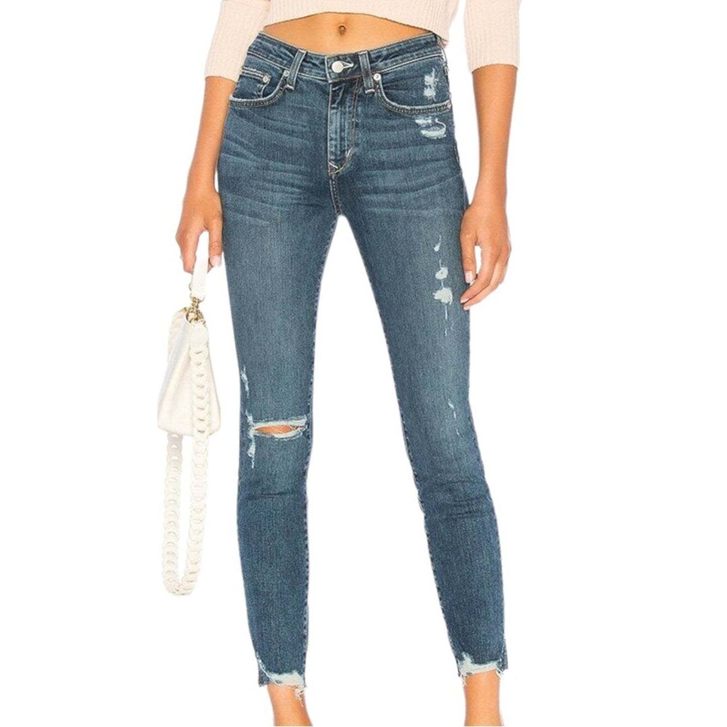 Lovers and Friends Mason High-Rise Skinny Jean Naples Distressed Blue Denim 25