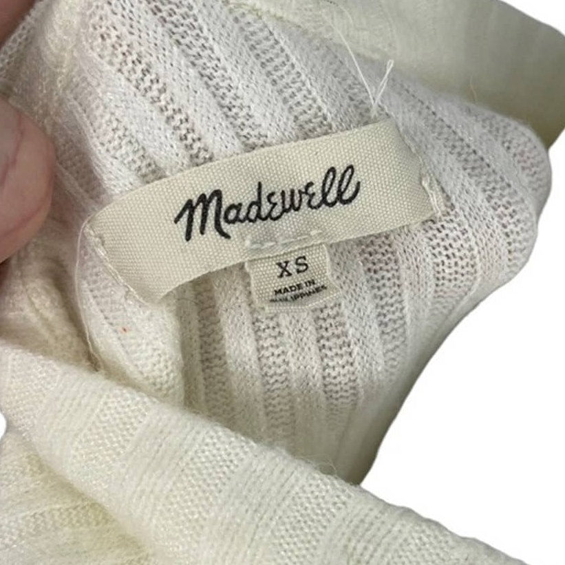 Madewell Women's Cream Balloon Long Sleeve Crewneck Fall Sweater Size XS