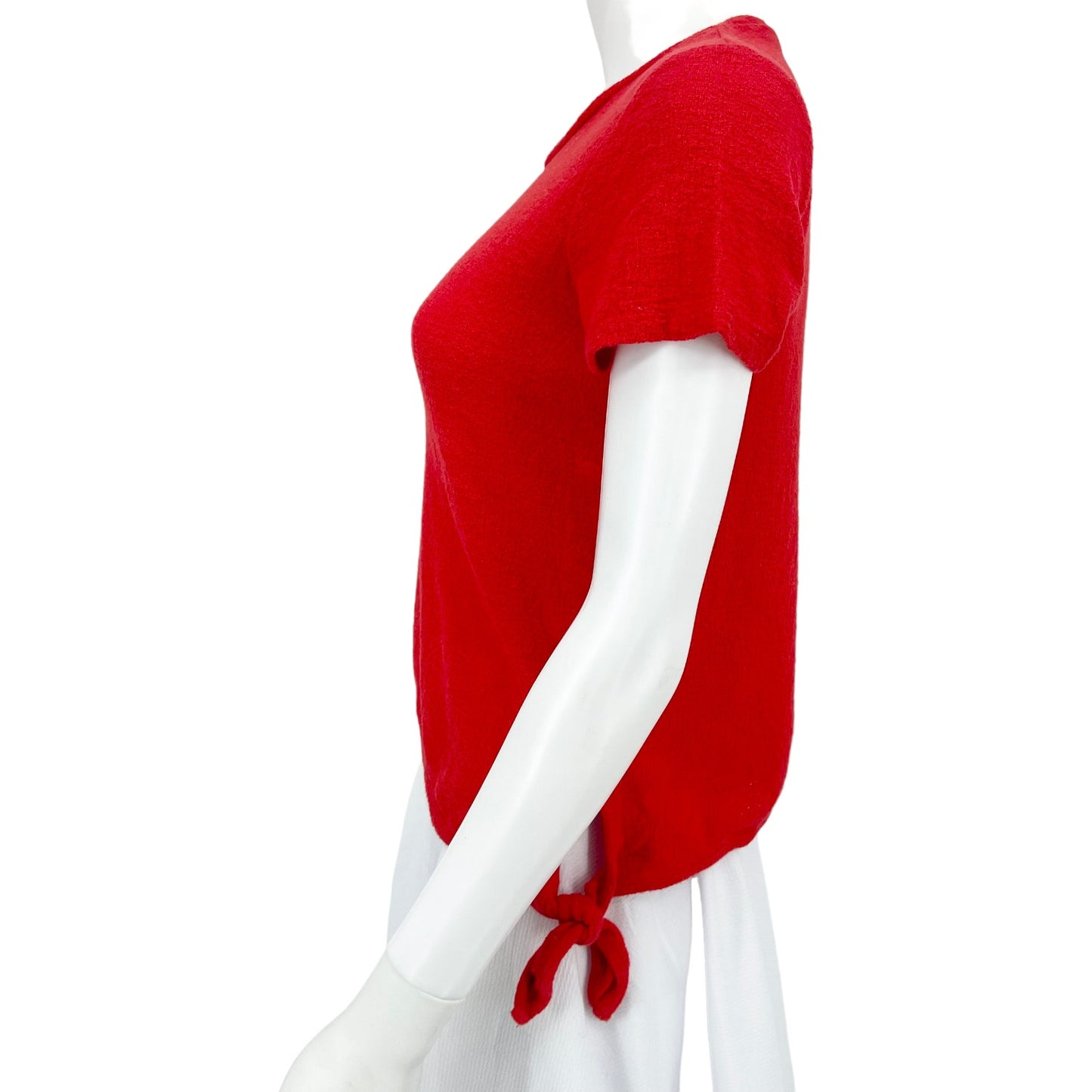 Madewell Womens Small Texture & Thread Modern Side-Tie Top Red