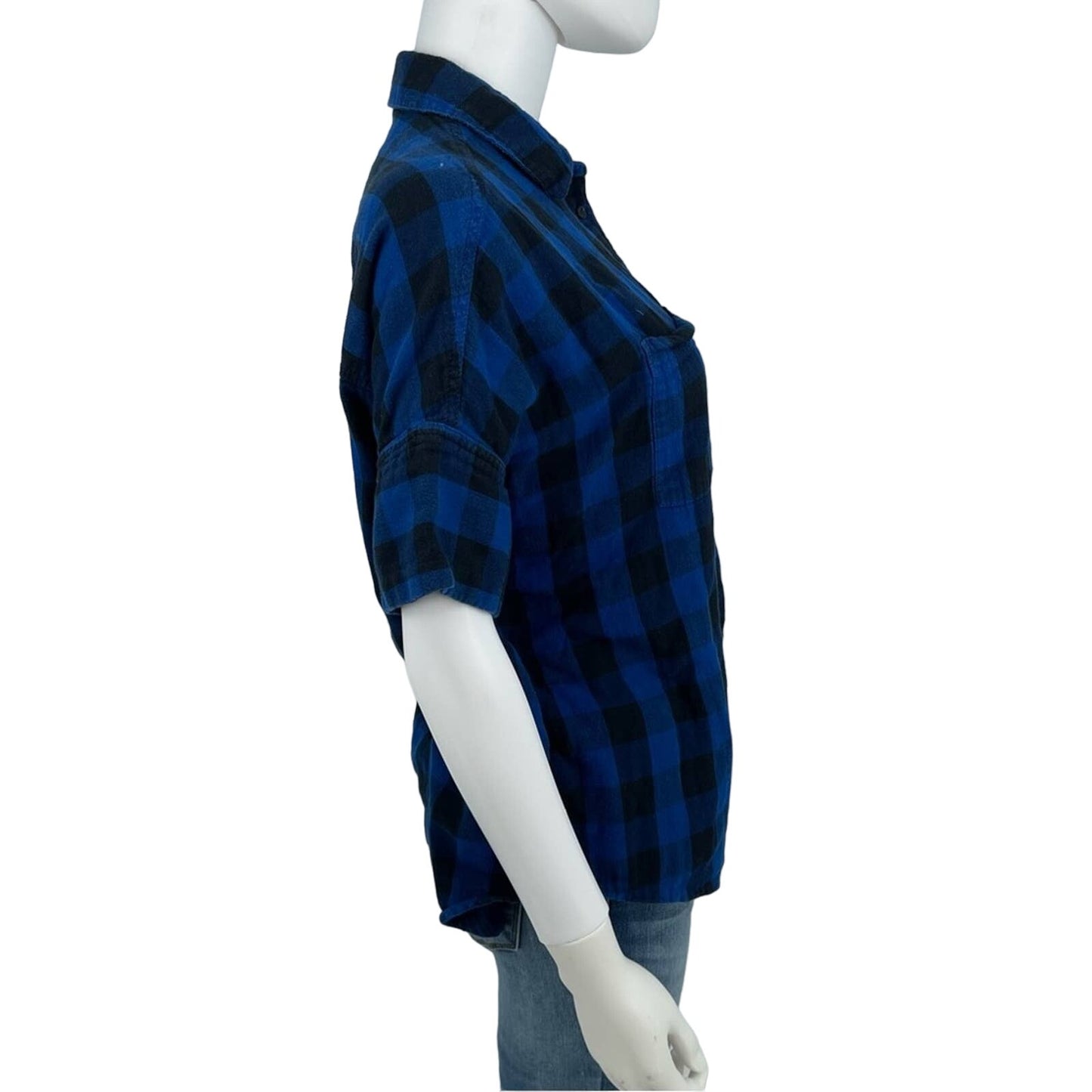 Madewell Women’s Button Down Flannel Courier Shirt in Buffalo Blue Size Small