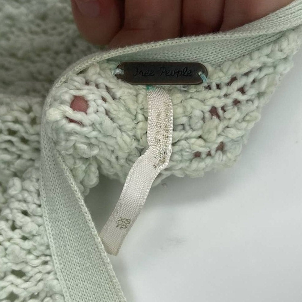 Free People Women Songbird Boucle Knit V-Neck Sweater Mint Green Size XS