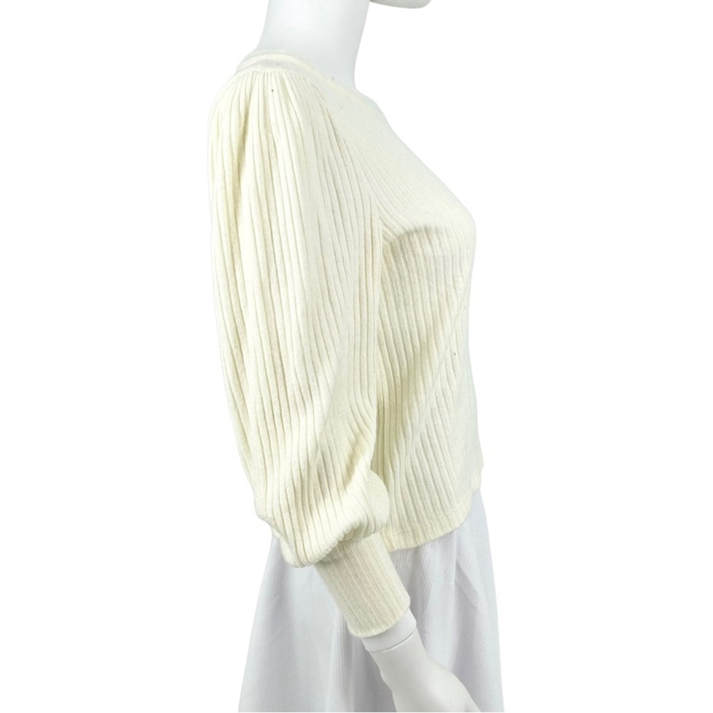 Madewell Women's Cream Balloon Long Sleeve Crewneck Fall Sweater Size XS