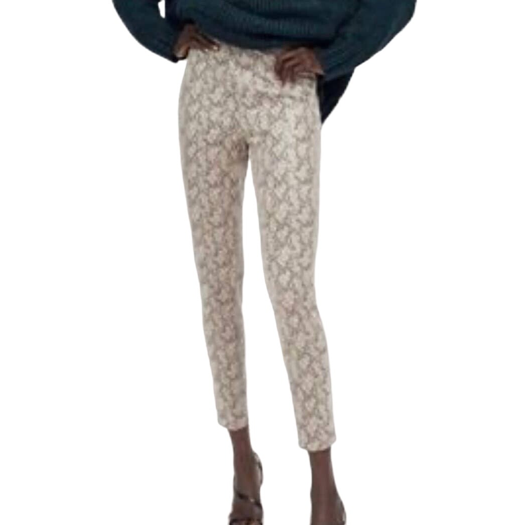 Zara Women's Snakeskin High-Waisted Skinny Ankle Cropped Pants - Size 4