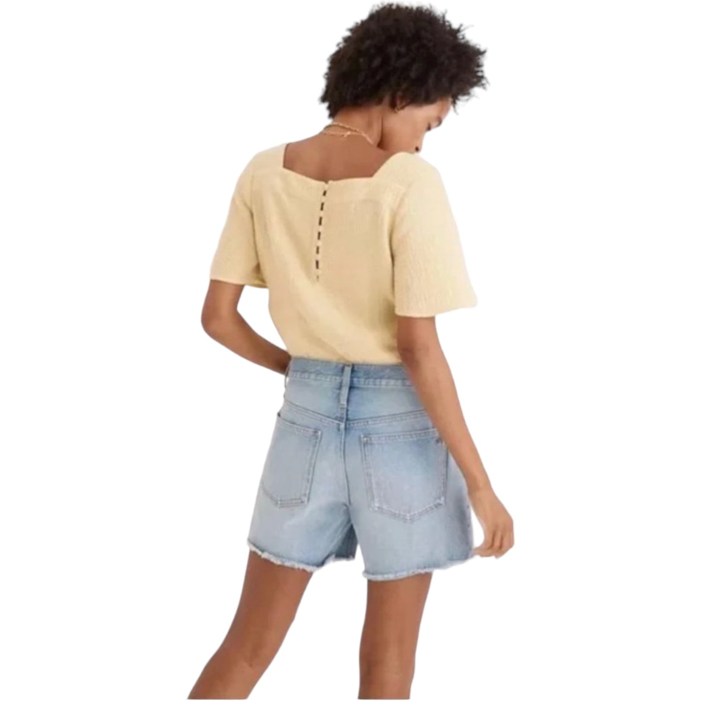 Madewell Light Blue Wash Relaxed Mid-Length Denim Short Women's Sz 24