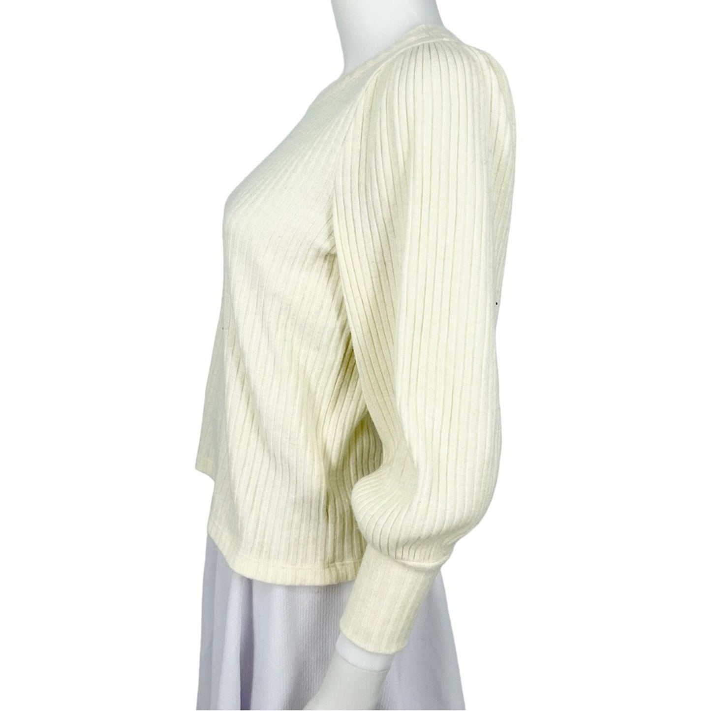 Madewell Women's Cream Balloon Long Sleeve Crewneck Fall Sweater Size XS