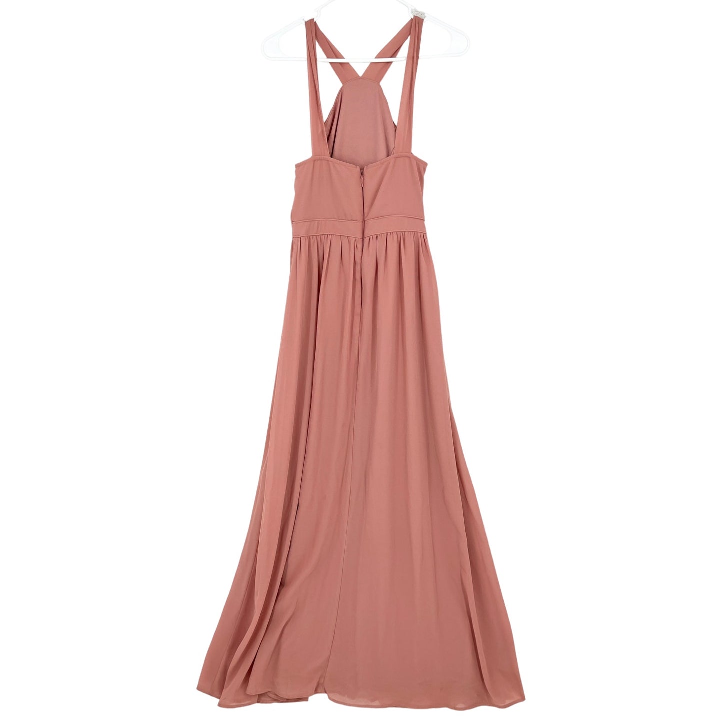 Lulus Women's Air of Romance Rusty Rose Cross Neck Maxi Evening Gown - Small