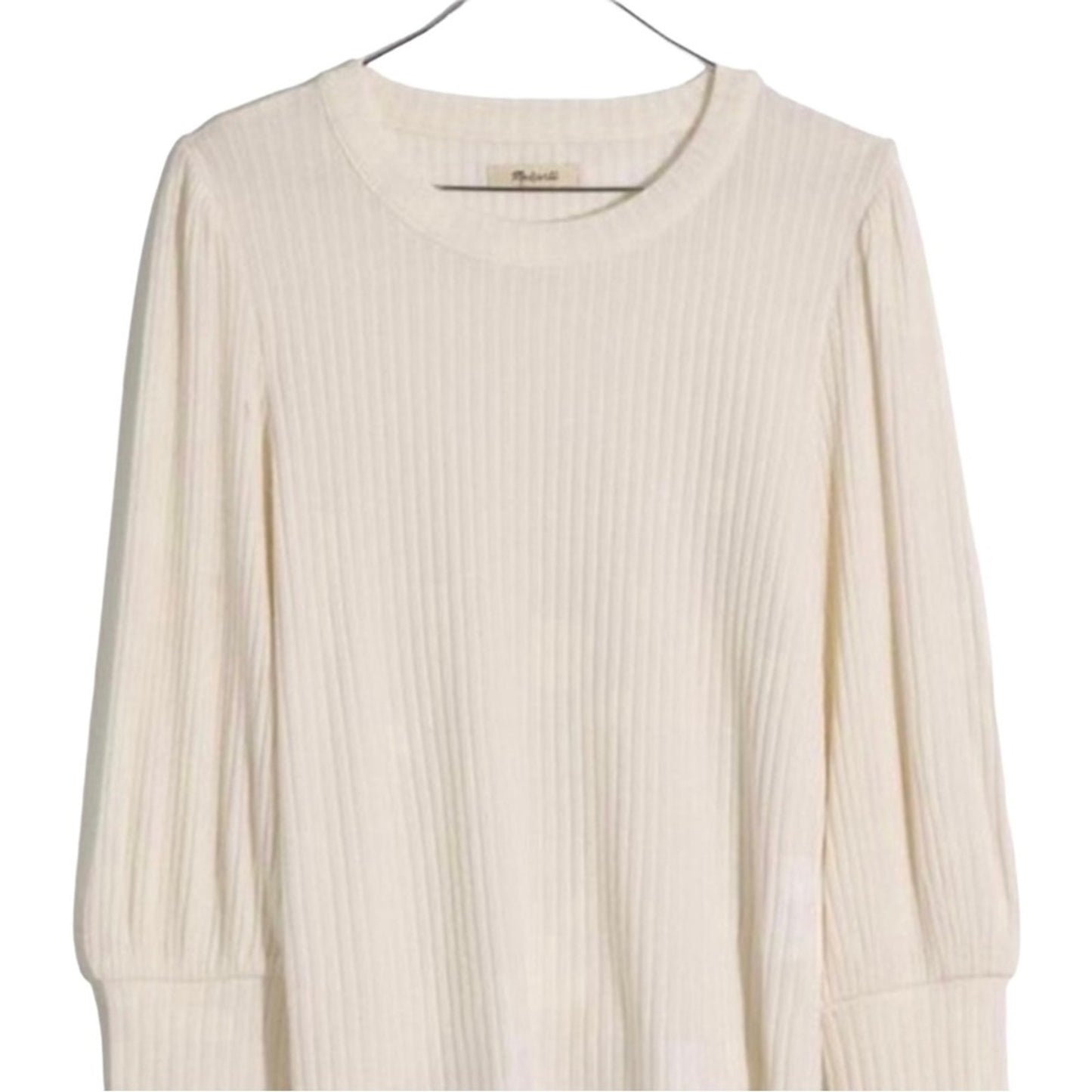 Madewell Women's Cream Balloon Long Sleeve Crewneck Fall Sweater Size XS
