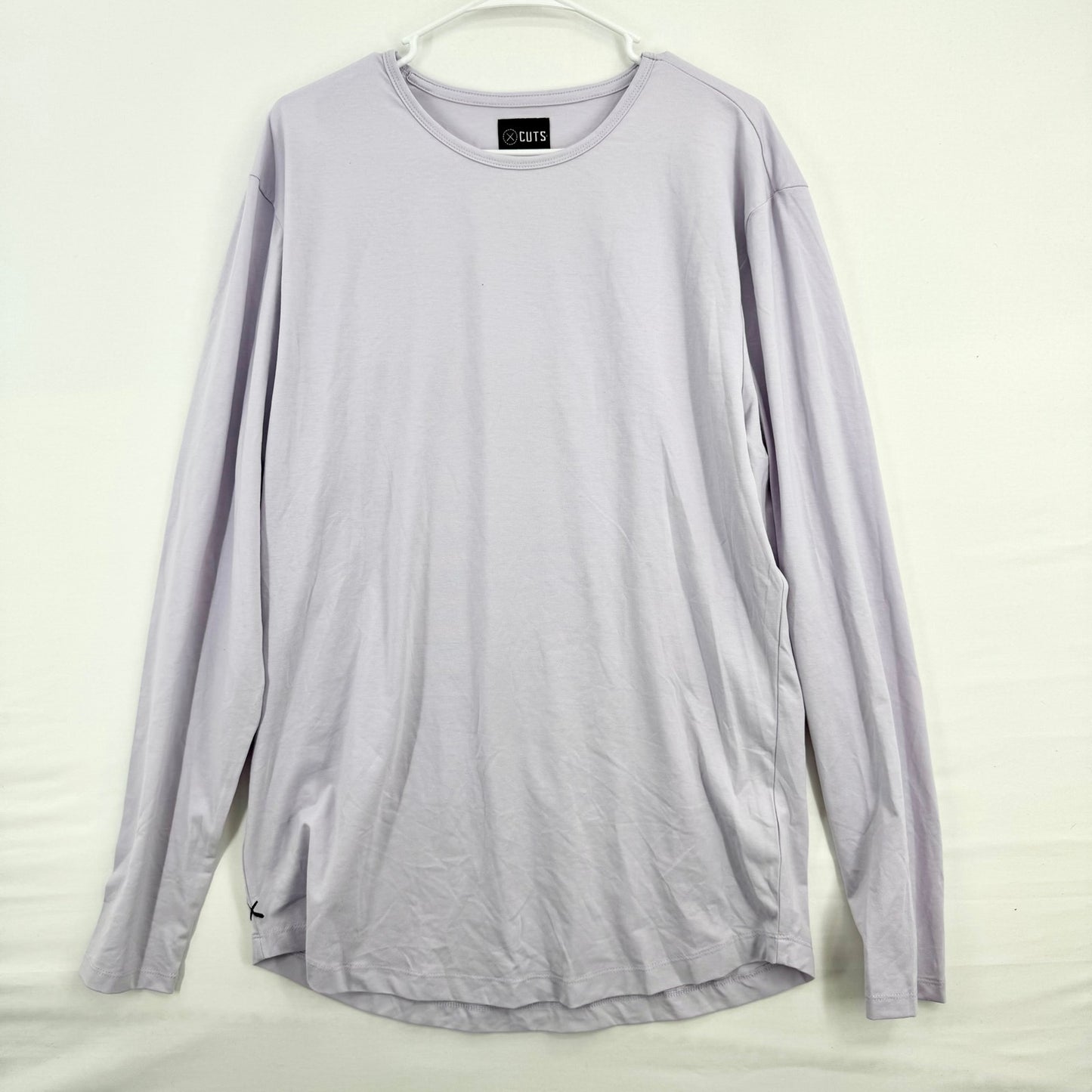 CUTS CLOTHING AO Mens Universal Long Sleeve Curve-Hem Tee Light Purple XXL