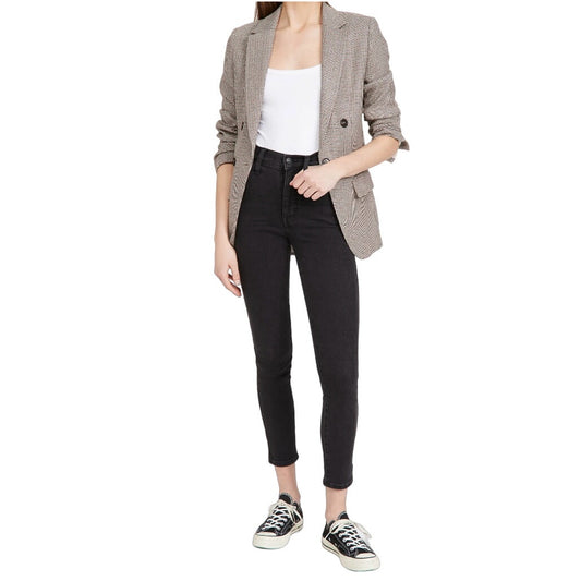 Madewell 10” High Rise Skinny Jeans Stretch Cotton Black Denim Ankle Crop Sz 25