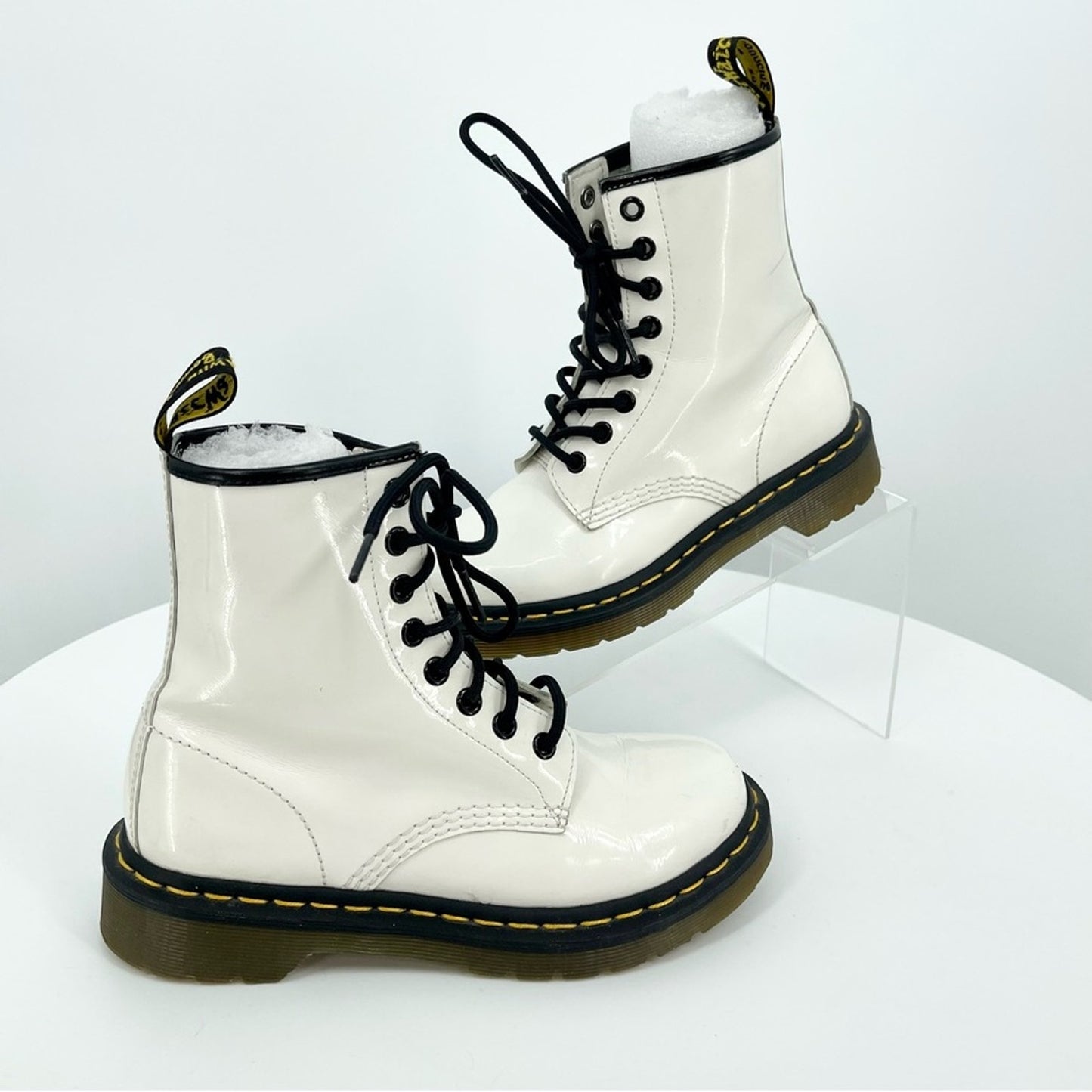 Dr. Martens 1460 White Women's Patent Leather Laced Boots Size US 5