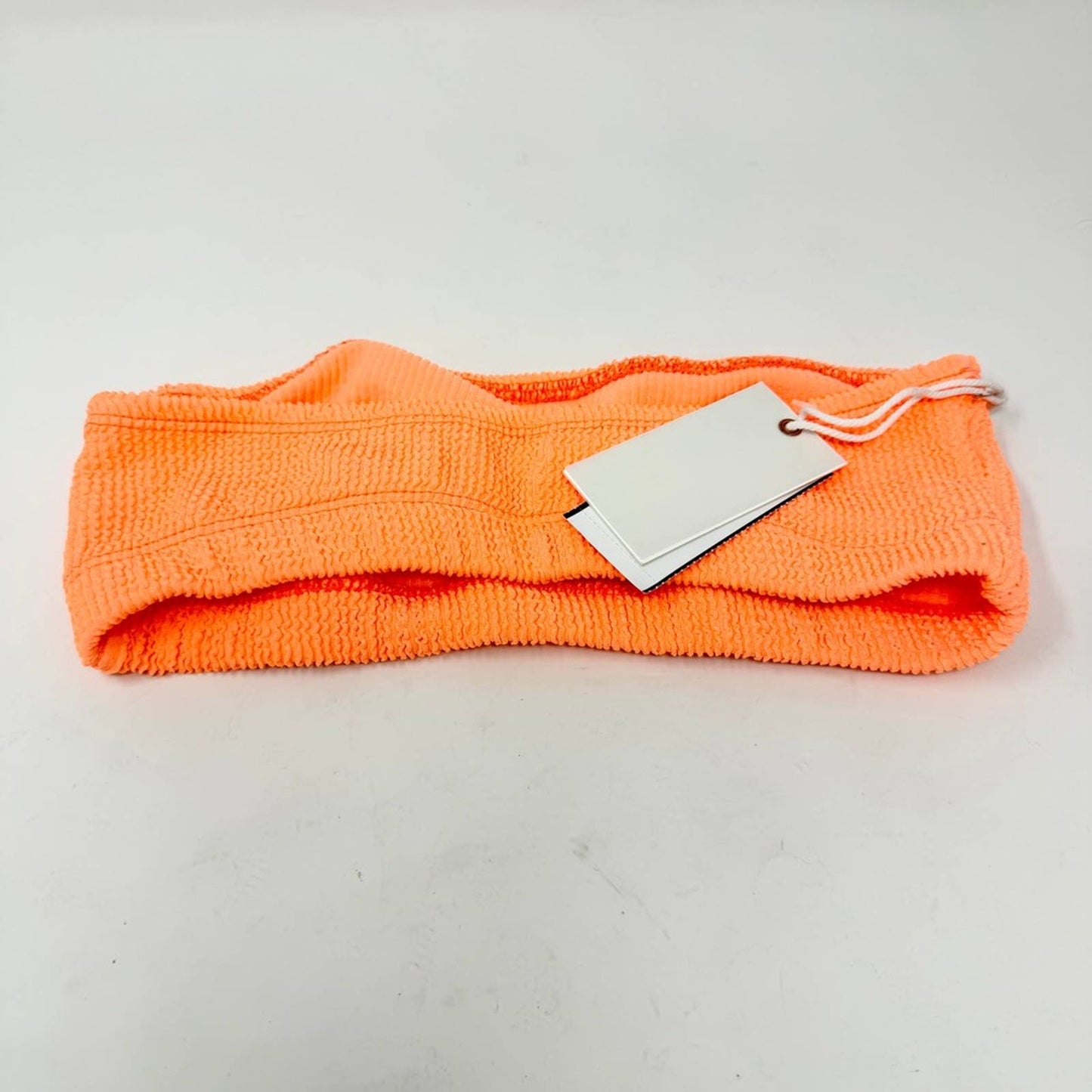 Good American Women Orange Cream Crinkle Basic Bandeau Bikini Top Size 1/2 S/M