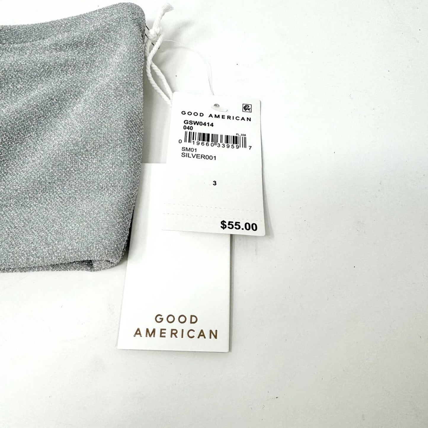Good American Women Silver Glittery Sparkle Better Band Top Size Large