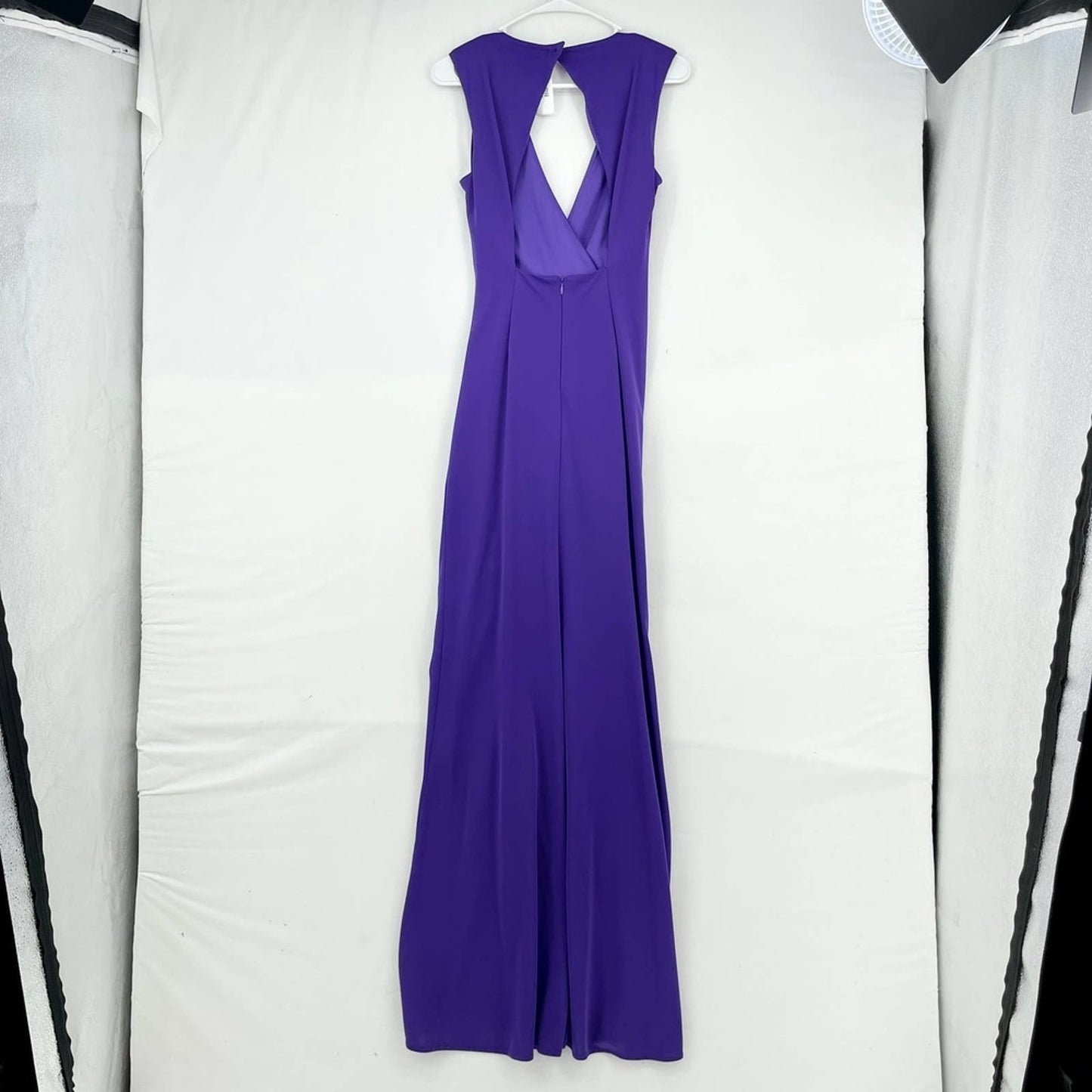 One33 Social High-Low Draped V-Neck ruffle Gown in purple women’s size 2