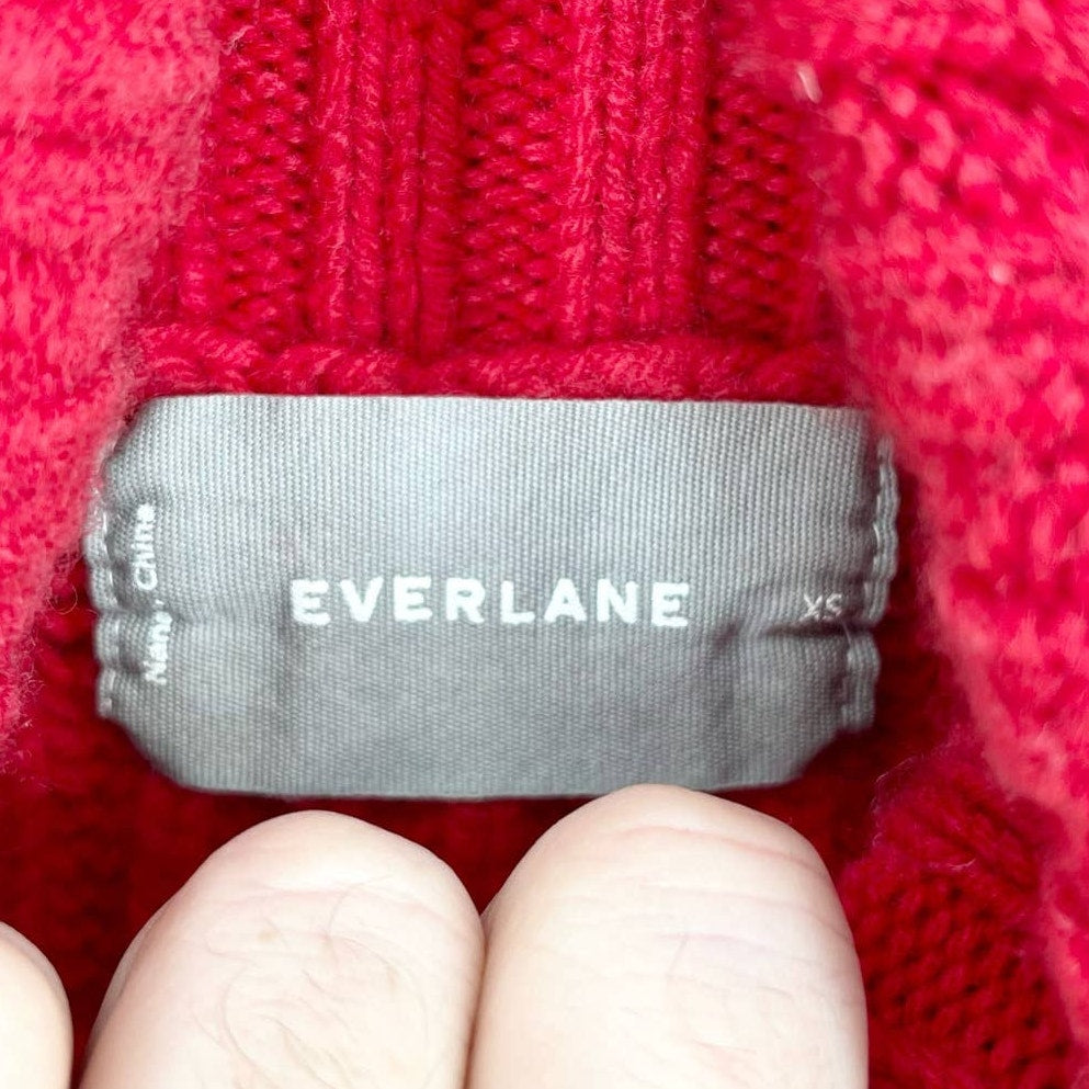 Everlane Women's Red 100% Wool Knit Ribbed Turtleneck Sweater Size XS