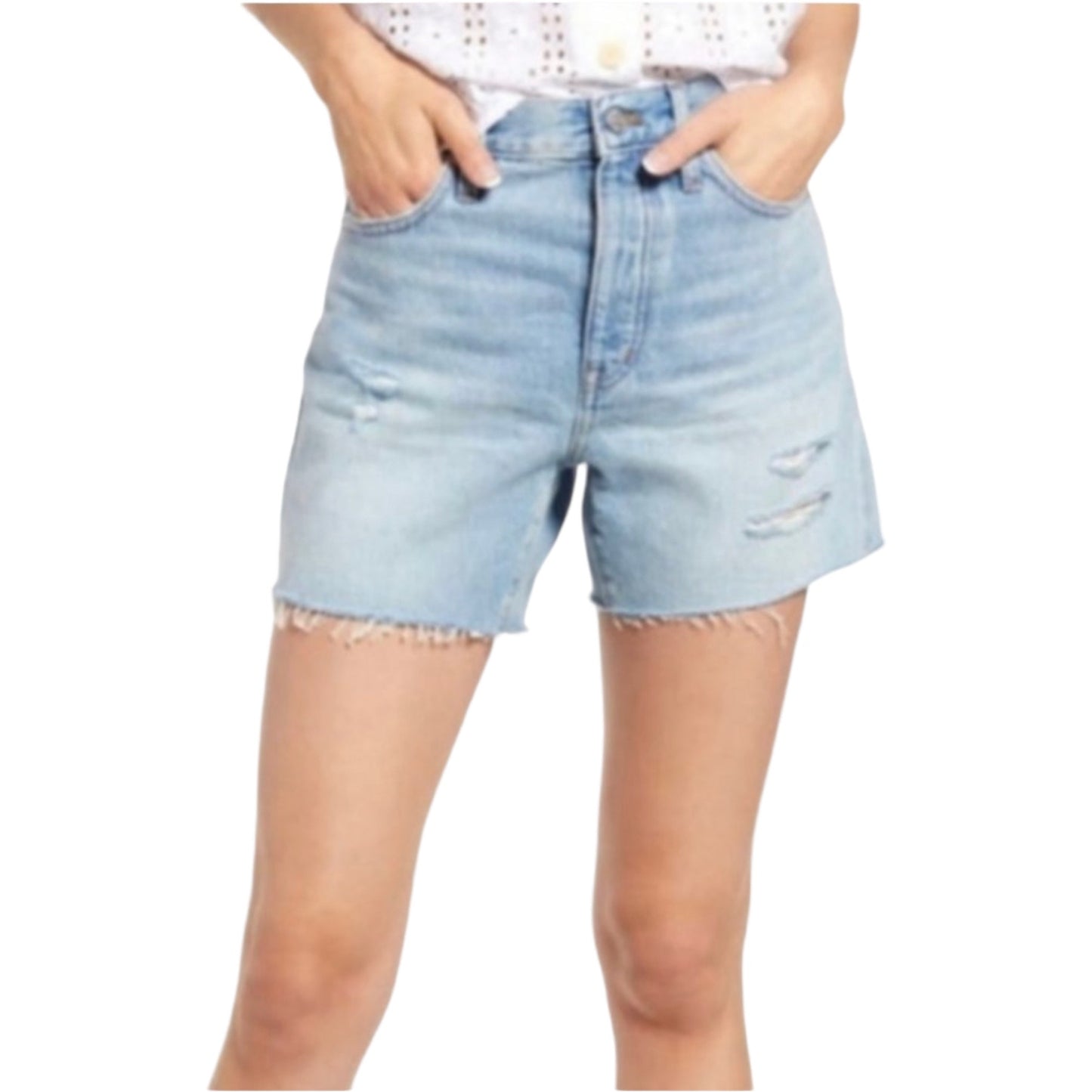 Madewell Light Blue Wash Relaxed Mid-Length Denim Short Women's Sz 24