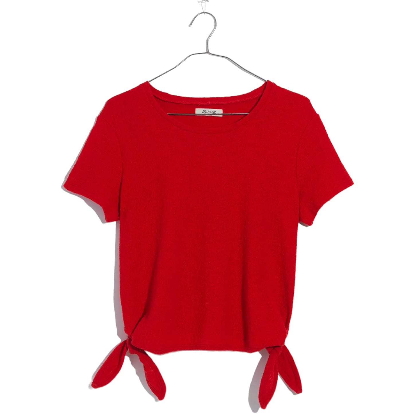Madewell Womens Small Texture & Thread Modern Side-Tie Top Red
