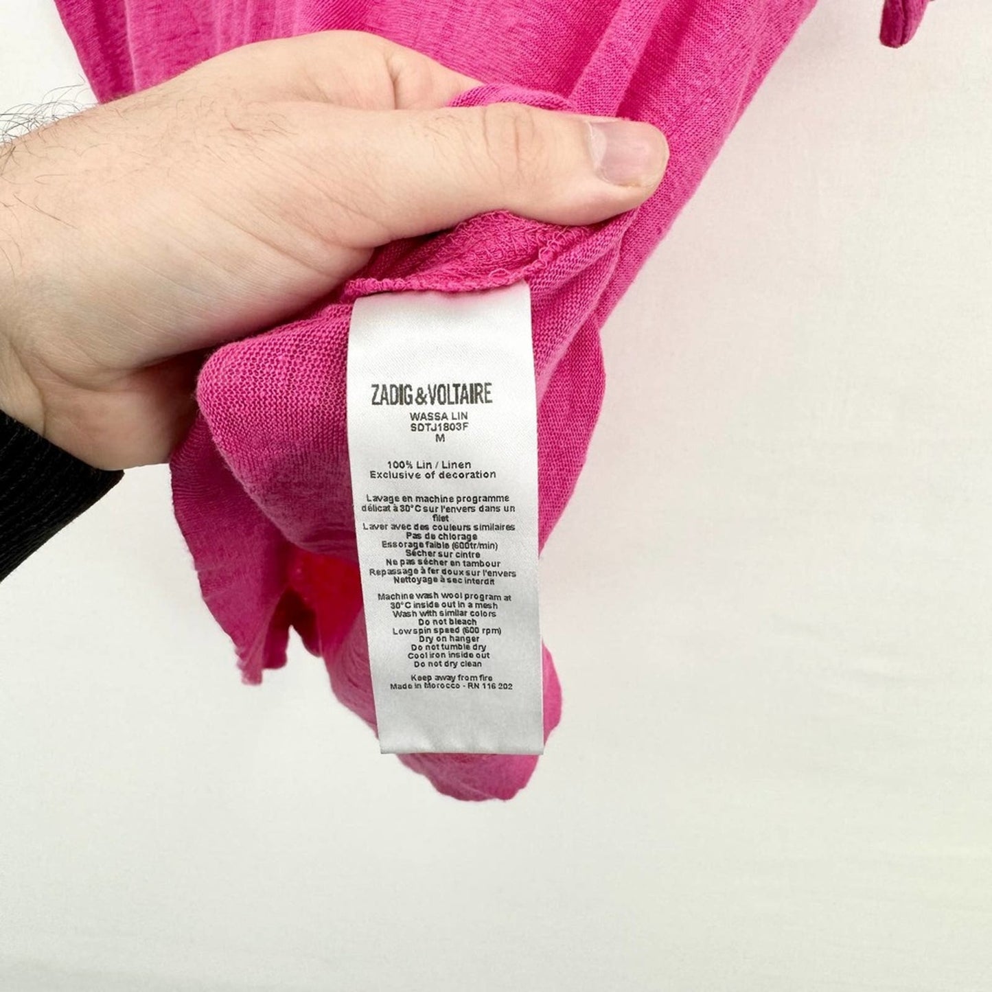 Zadig & Voltaire Women's Hot Pink V-Neck Short Sleeve Linen T-shirt Size M