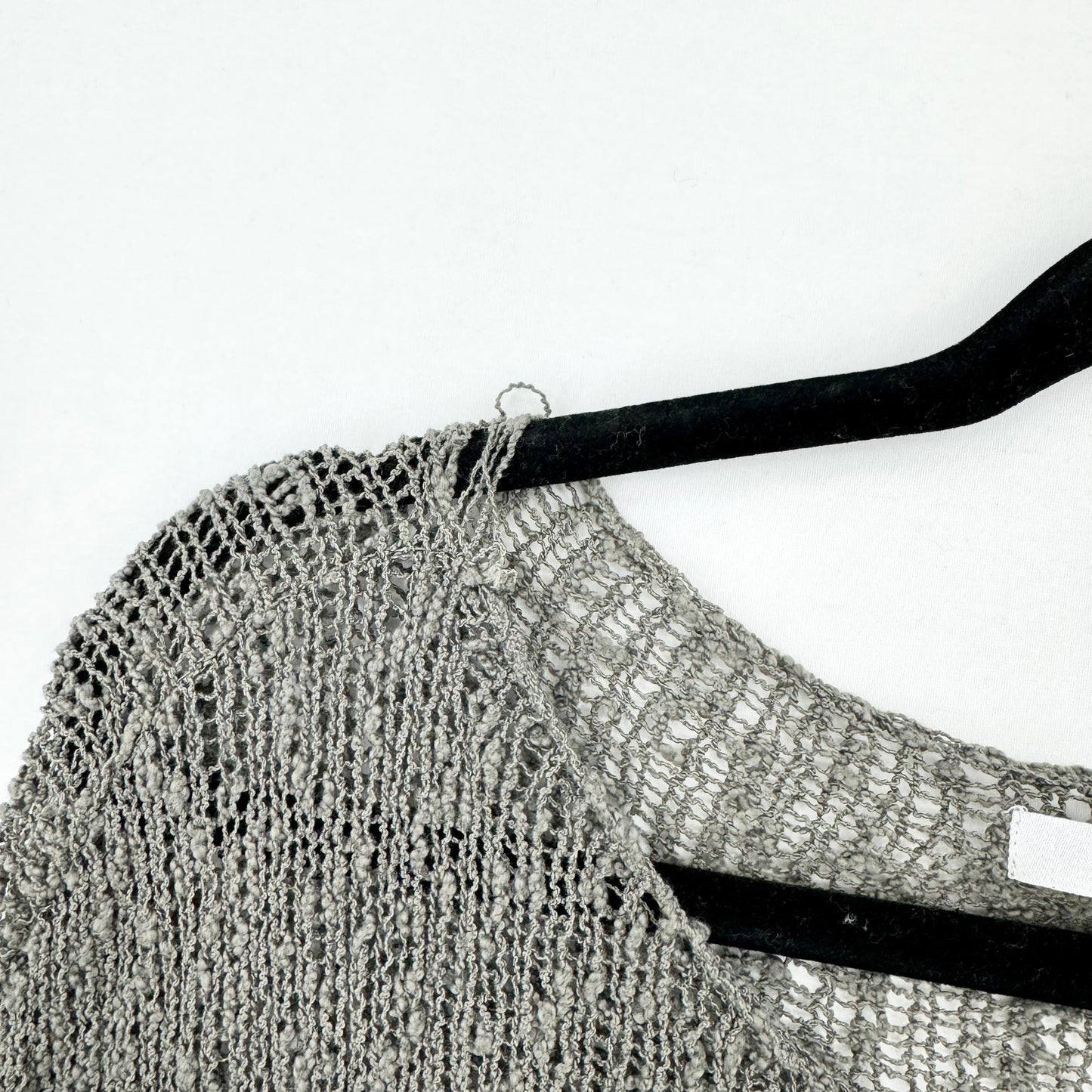 Lauren Vidal Women Grey & Cream Striped Oversized Knit Sweater Top Size M