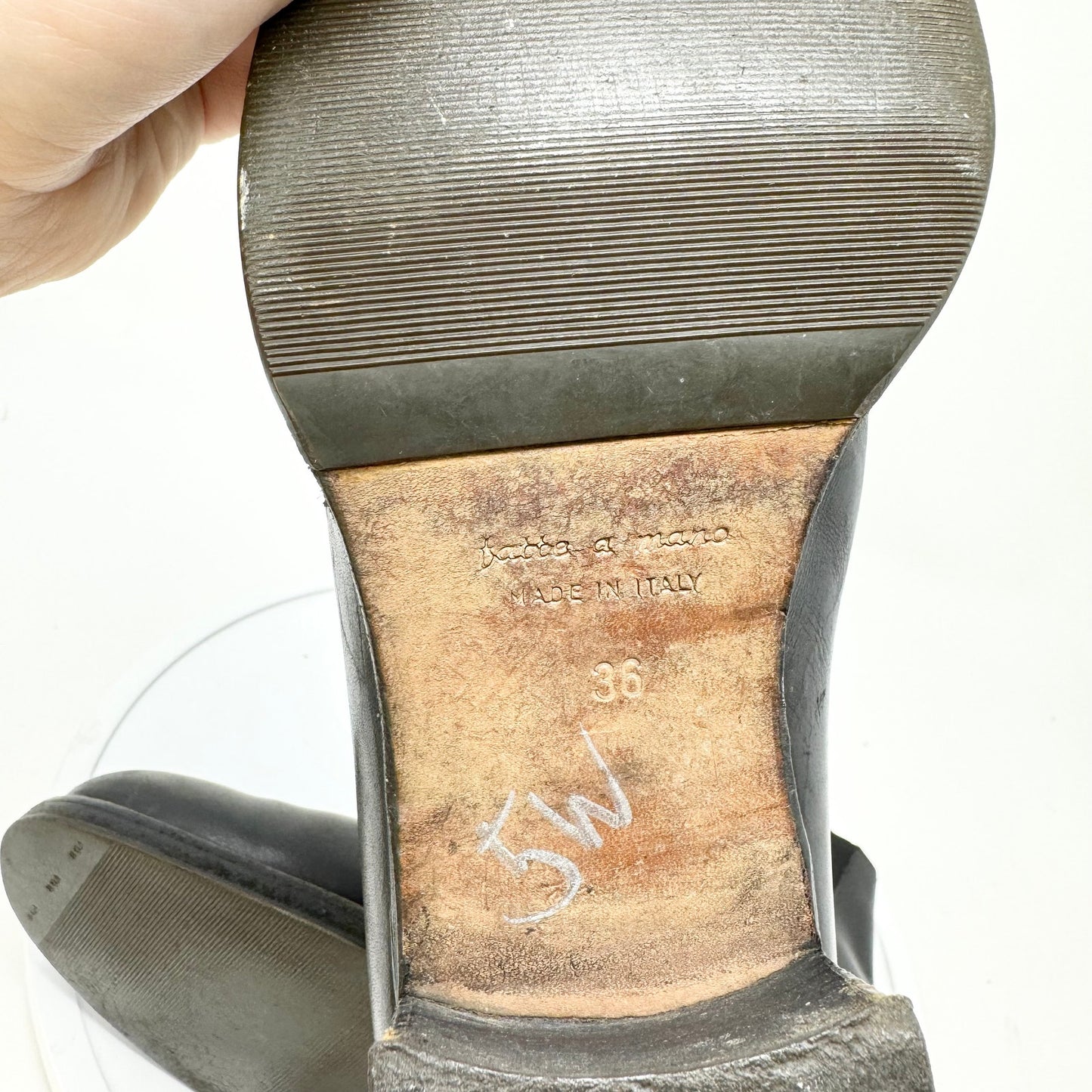Fatte A Mano Women Black Leather Upper Slip on Ankle Booties Size 39 / US 8.5