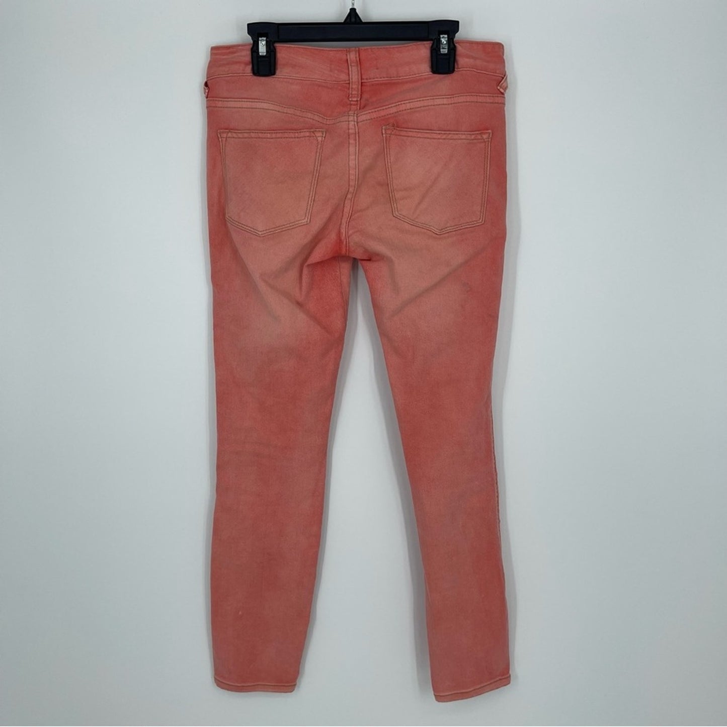 Free People Women Coral Pink Ankle Zip Stretch Skinny Slim Jeans Size 25 AA