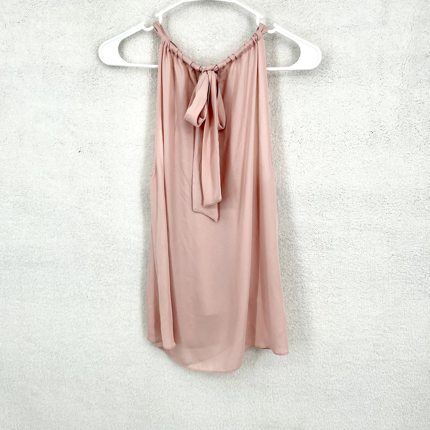 Amanda Uprichard Women's High-Neck Tie Back Asymmetrical Ruffle Light Pink Top