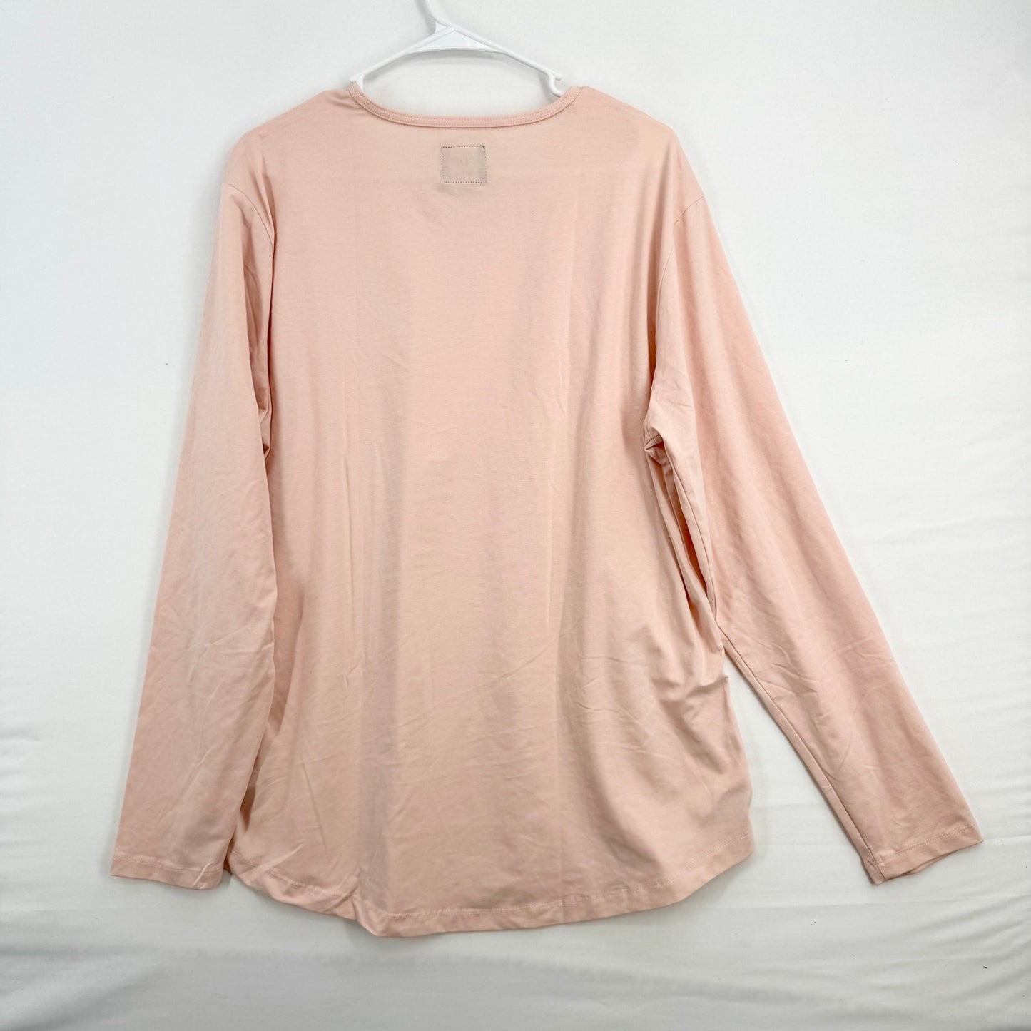CUTS CLOTHING Mens Light Pink Pima Long Sleeve Curve-Hem Tee Size XXL