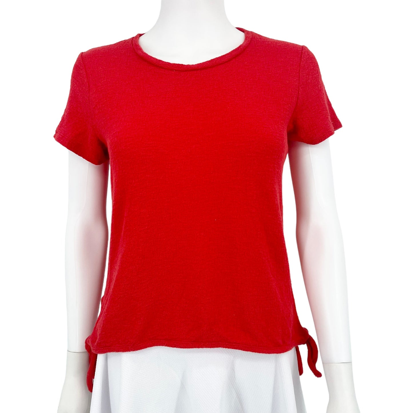 Madewell Womens Small Texture & Thread Modern Side-Tie Top Red