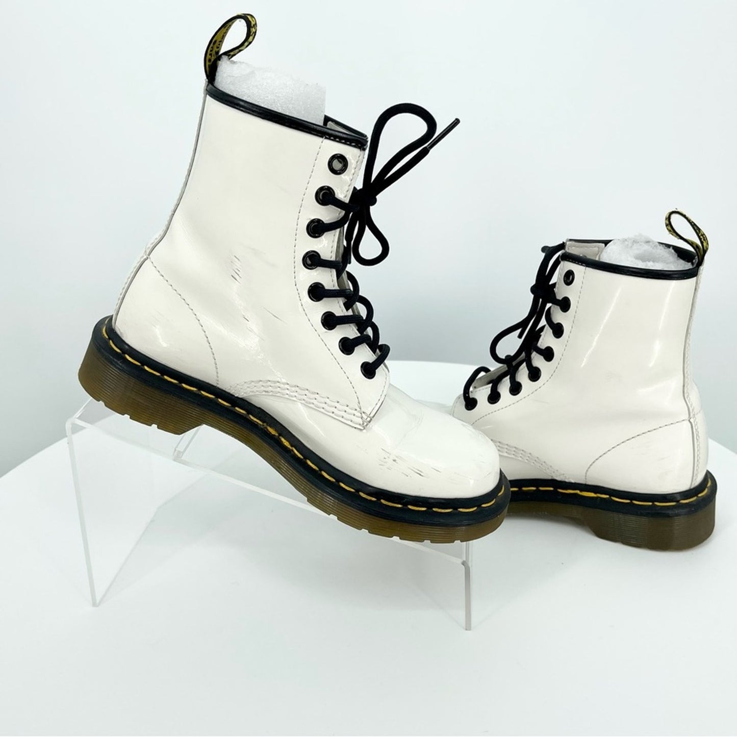 Dr. Martens 1460 White Women's Patent Leather Laced Boots Size US 5
