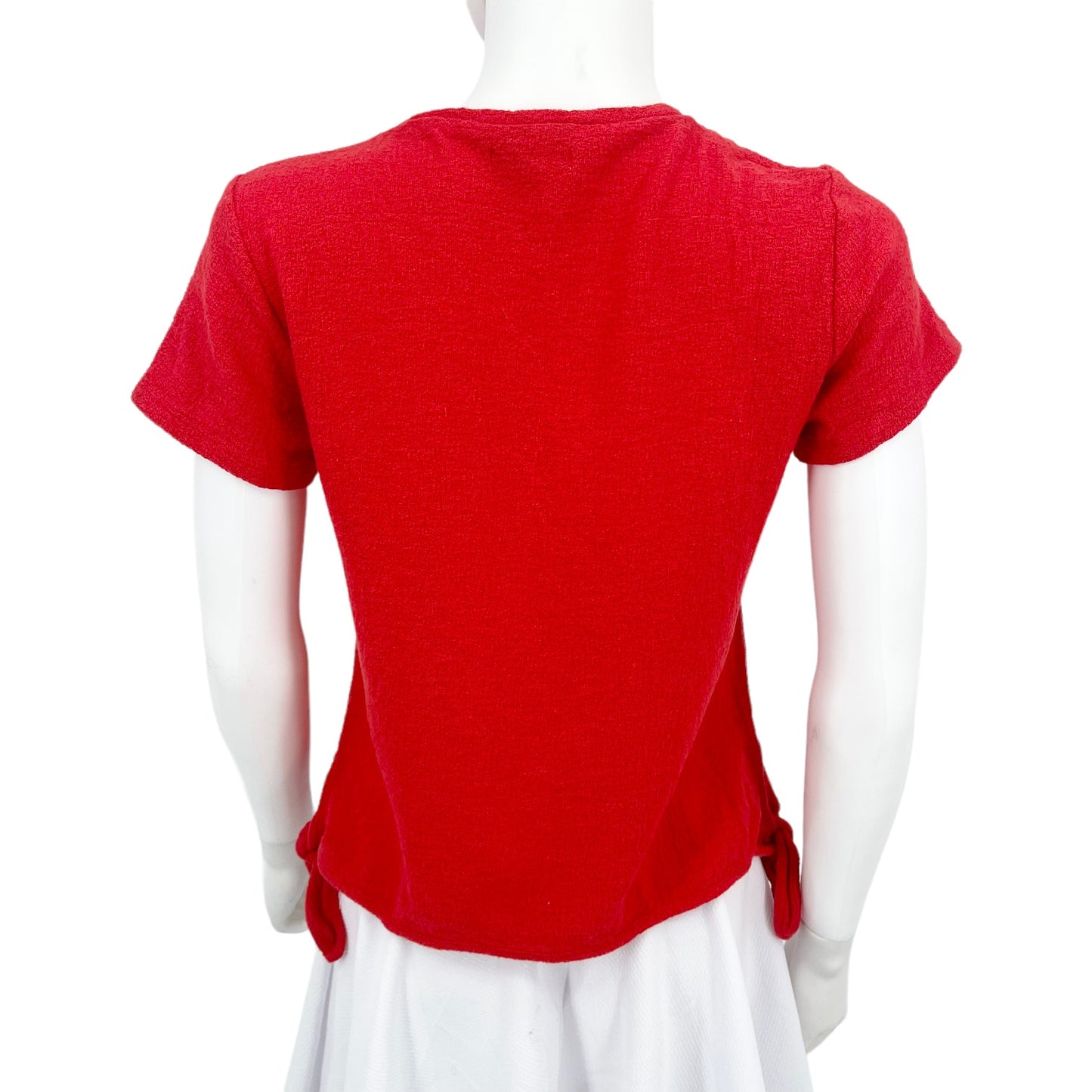Madewell Womens Small Texture & Thread Modern Side-Tie Top Red