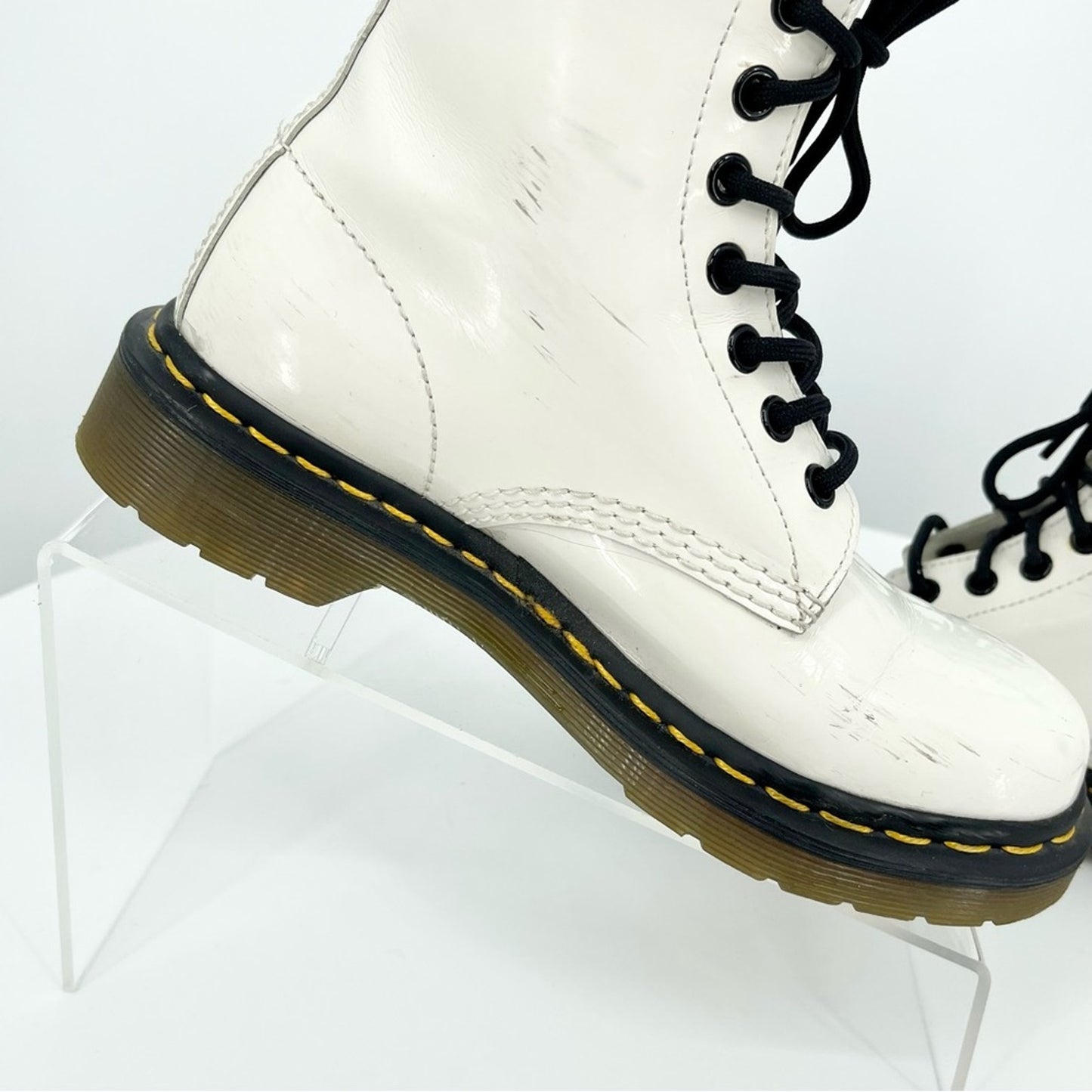Dr. Martens 1460 White Women's Patent Leather Laced Boots Size US 5
