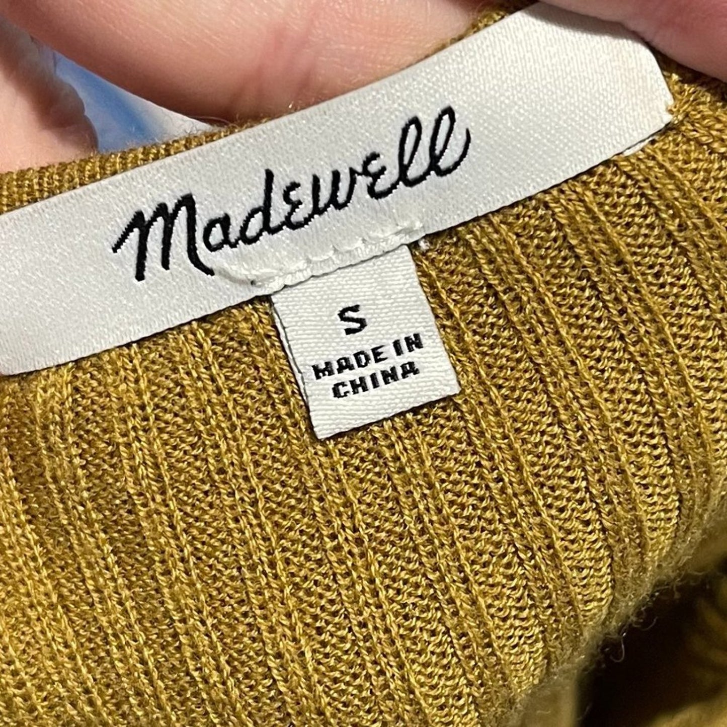 Madewell Women's Olive Green Ruffled Scoop Neck Sleeveless Sweater Size Small