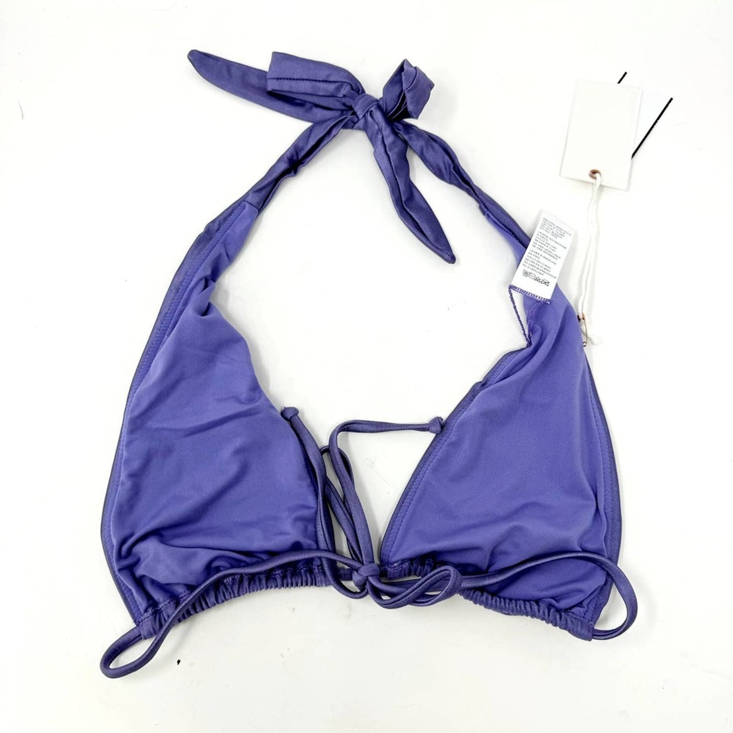 Good American Lilac Mist Shine Ruched Halter Neck Bikini Top Size 3/ Large NWT