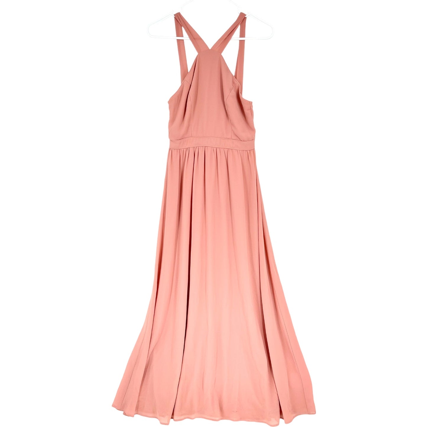 Lulus Women's Air of Romance Rusty Rose Cross Neck Maxi Evening Gown - Small