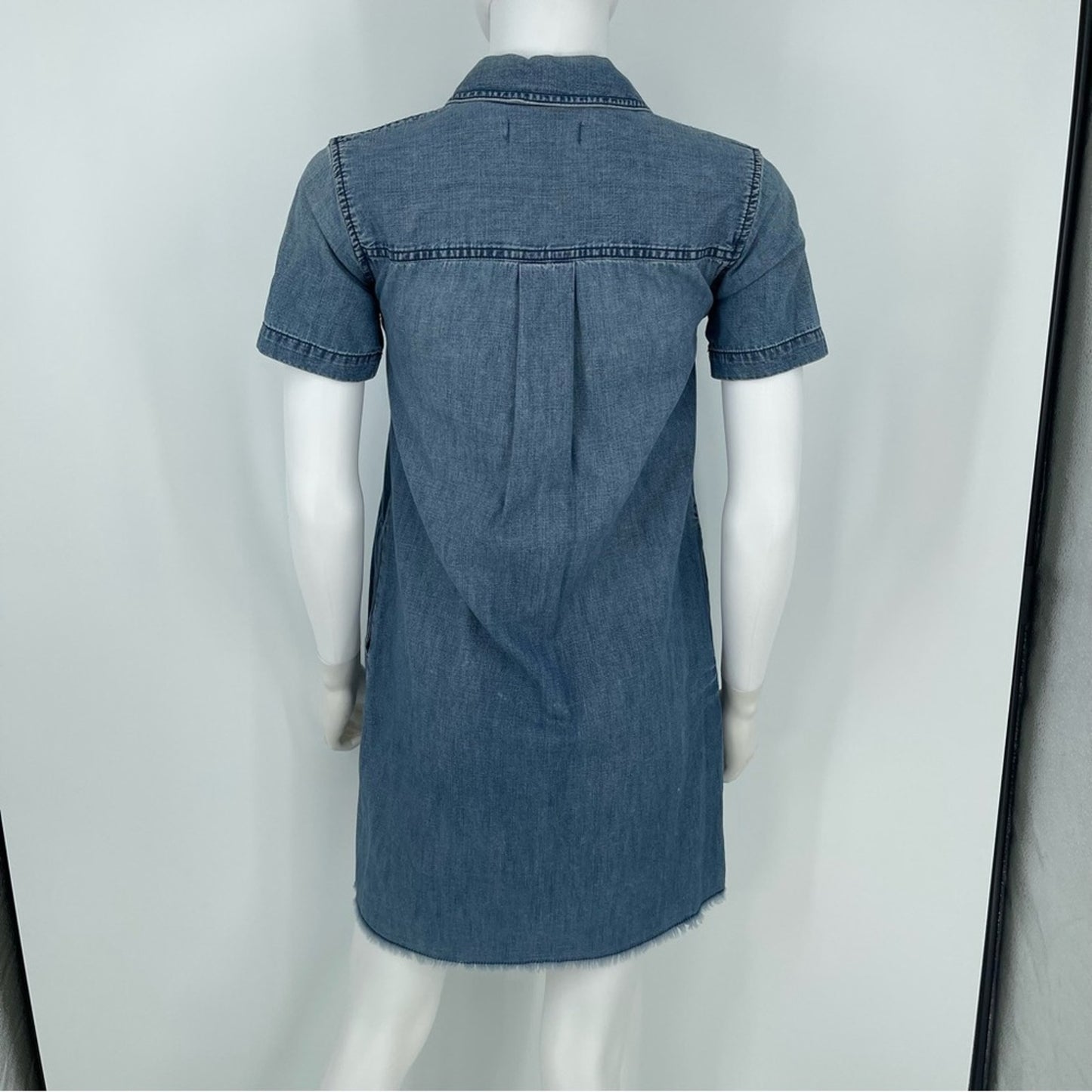 Madewell Women’s Chambray Frayed Hem Button Down Shirt Dress Women XXS