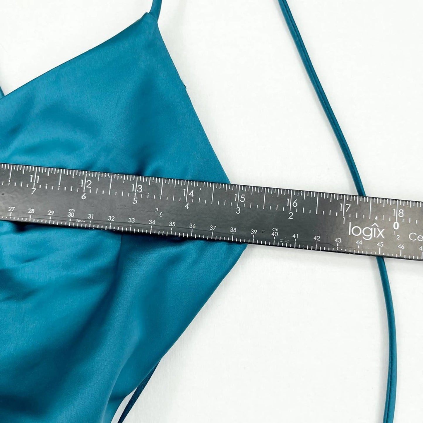 NWT Jason Wu Teal Satin Strappy Crisscross Back Shoulder Tie Slip Dress Maxi S