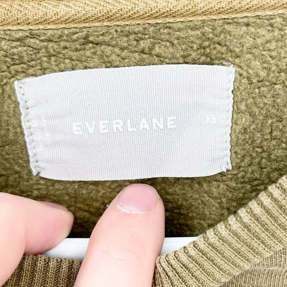 Everlane Women's Olive Green Long Sleeve Everyday Crewneck Sweatshirt Size XS