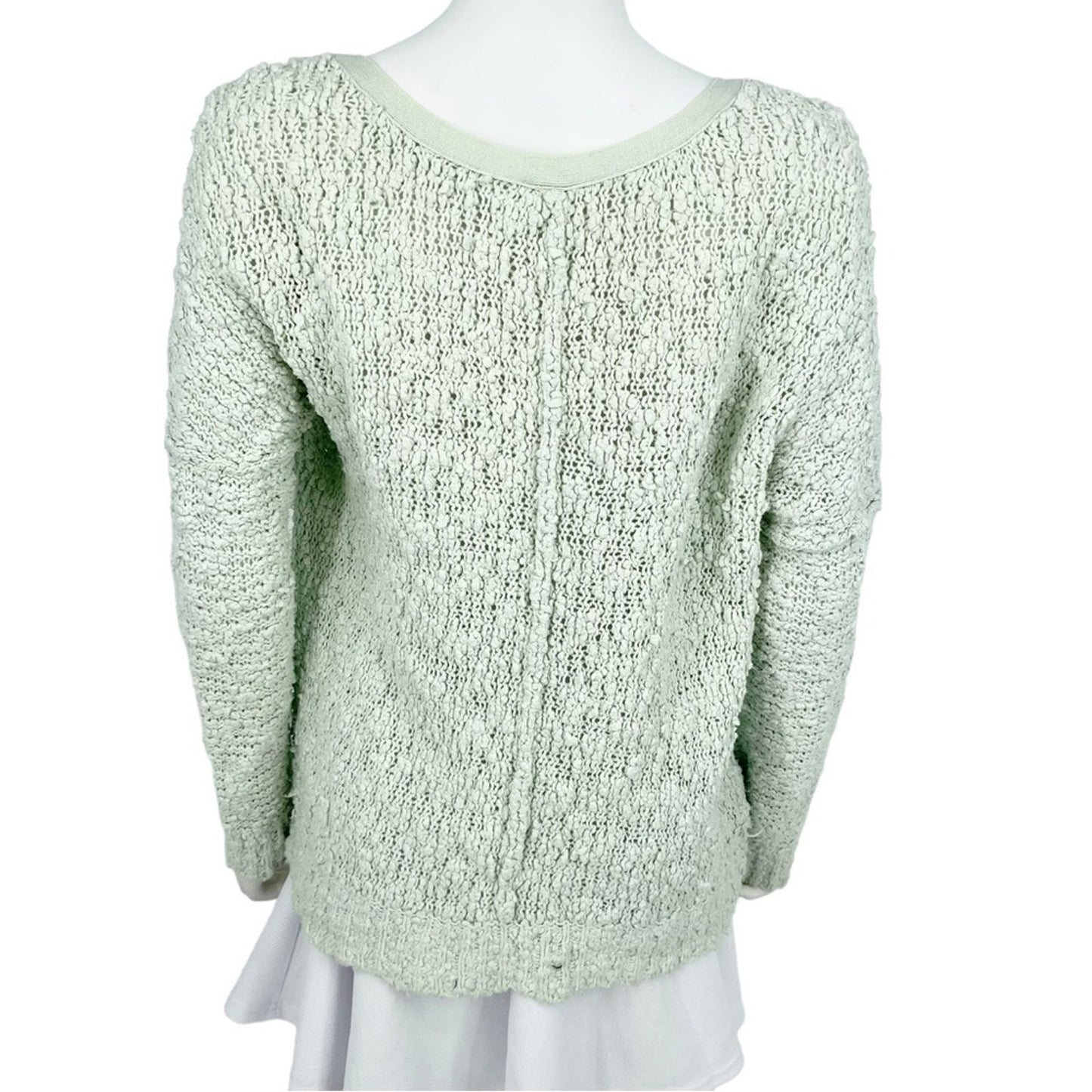 Free People Women Songbird Boucle Knit V-Neck Sweater Mint Green Size XS