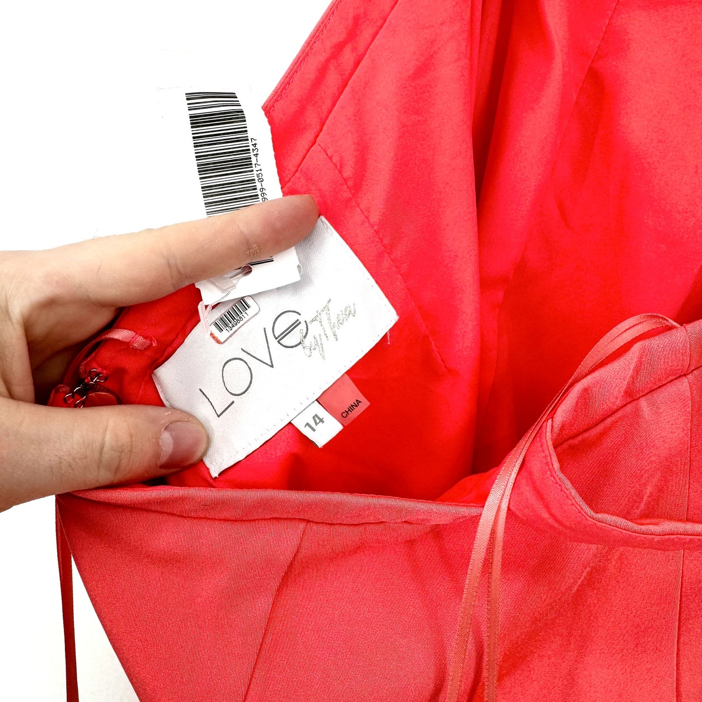 Love by Theia Women Coral Mermaid Cutout Halter Asymmetric Maxi Gown Size 14