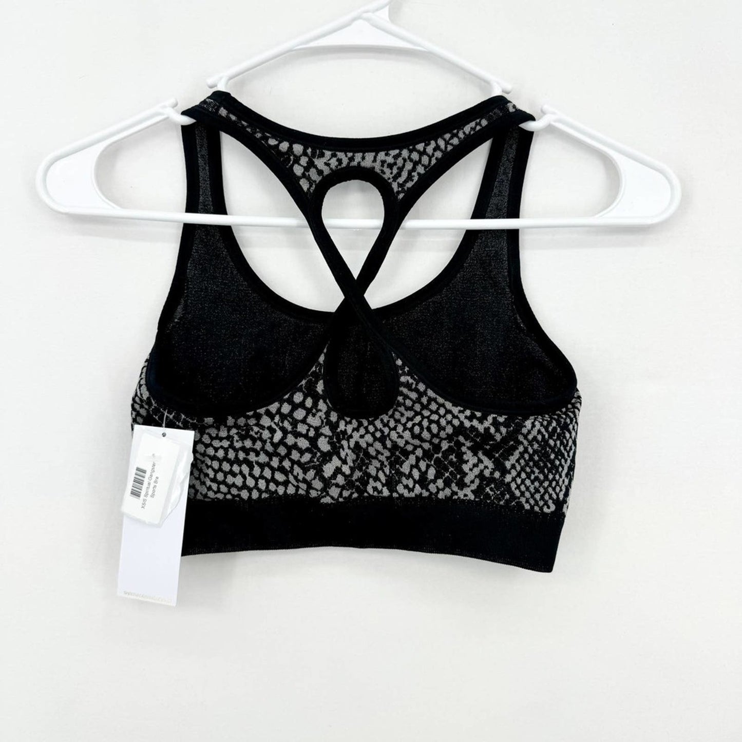 Spiritual Gangster Women Snakeskin Print Black Gray Racerback Sports Bra XS/S
