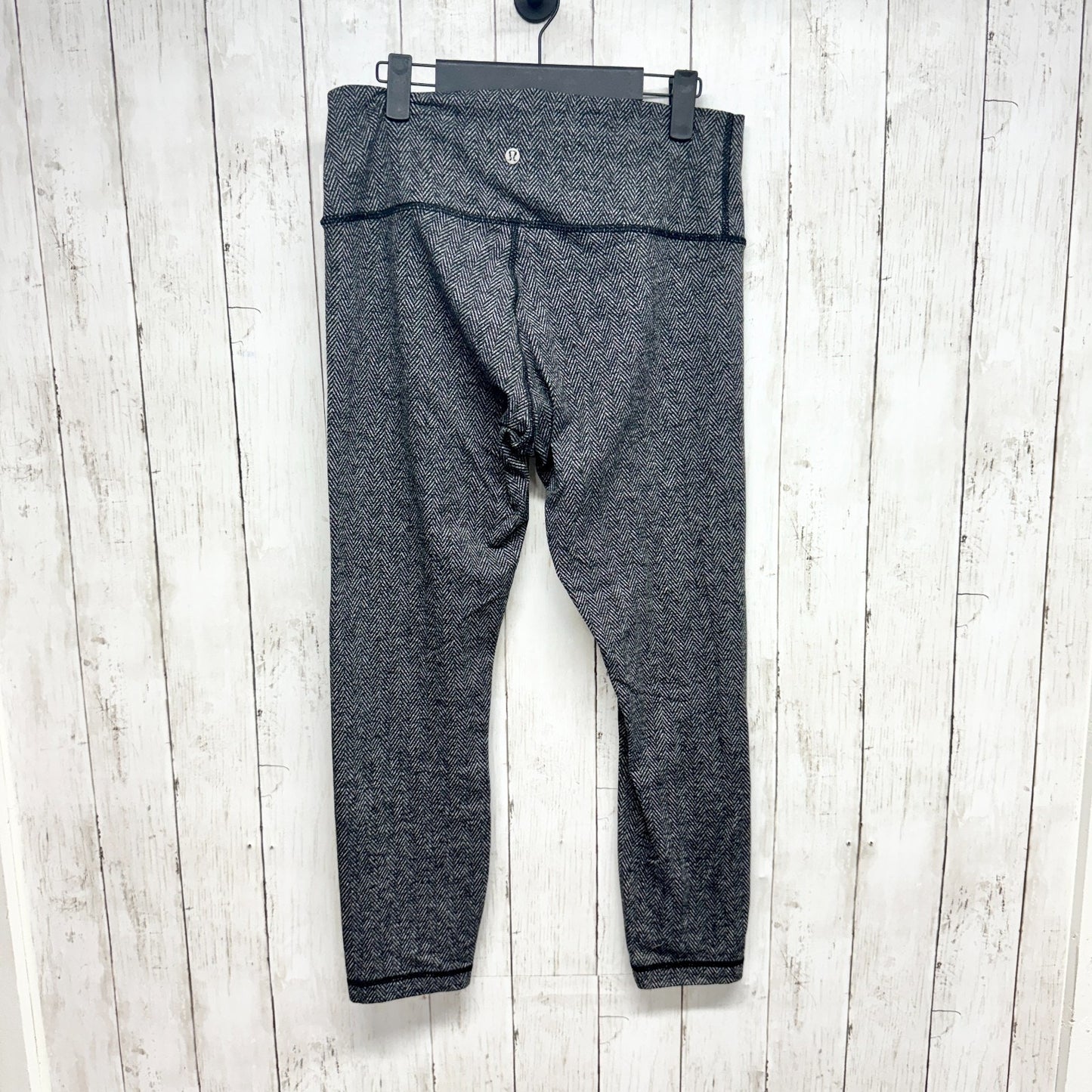 Lululemon Pants Women Size 10 Wunder Crop Black Gray Heathered Leggings Athletic