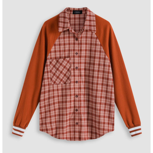CIDER WOMEN RED PLAID PATTERN BUTTON DOWN JACKET SIZE LARGE