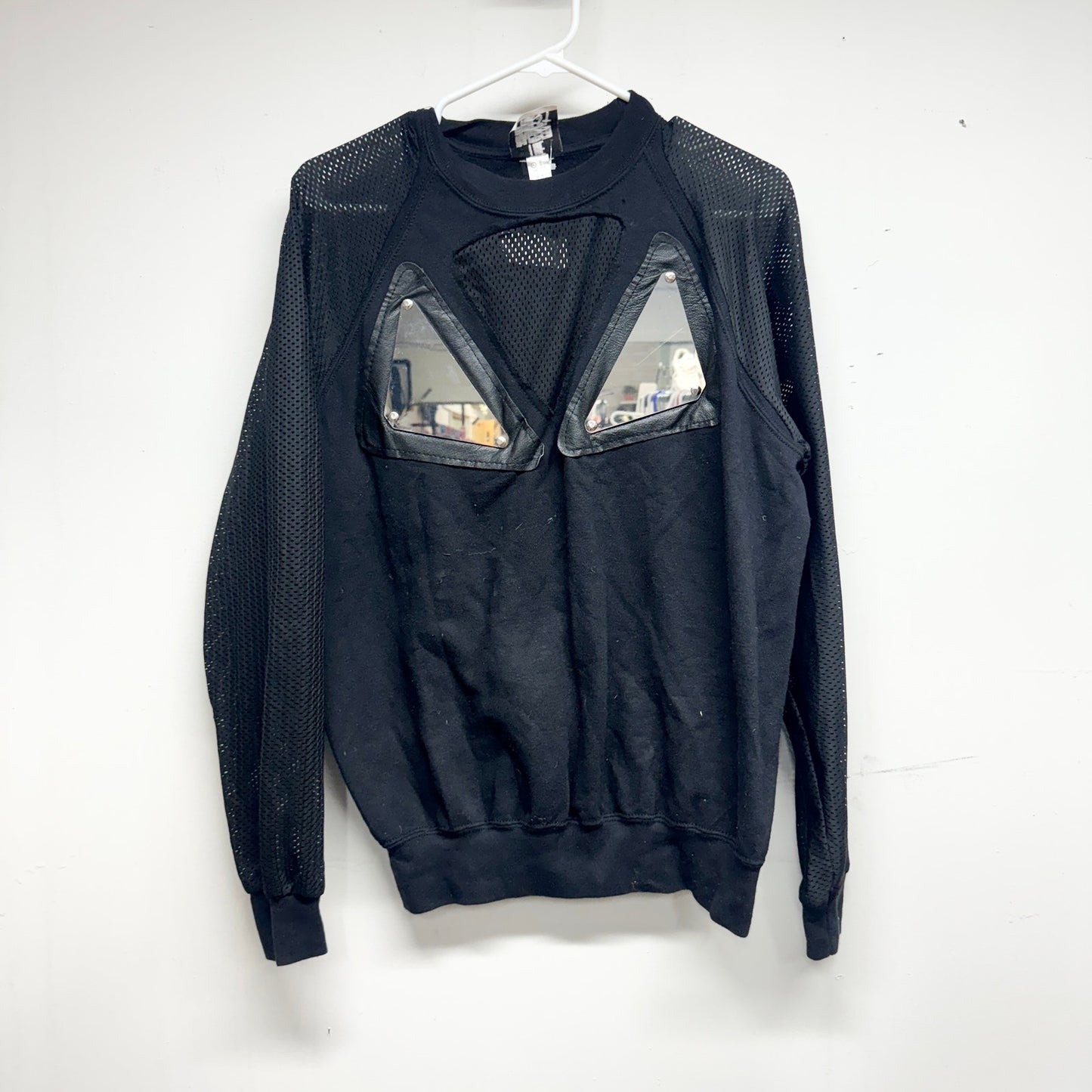 The Ragged Priest Women's Black Mirrored Long Sleeve Crewneck Sweater Size L